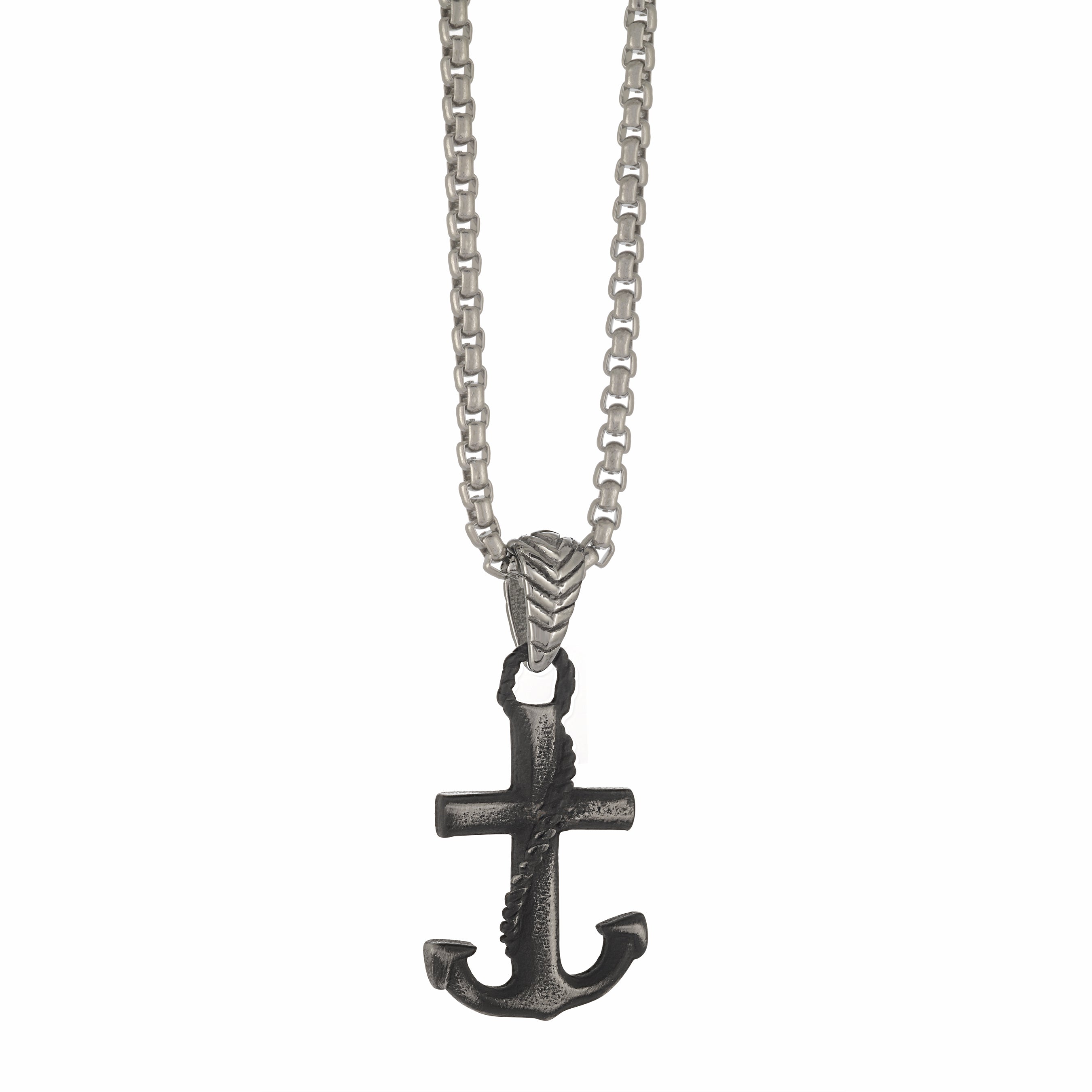 Black Anchor Steel Necklace