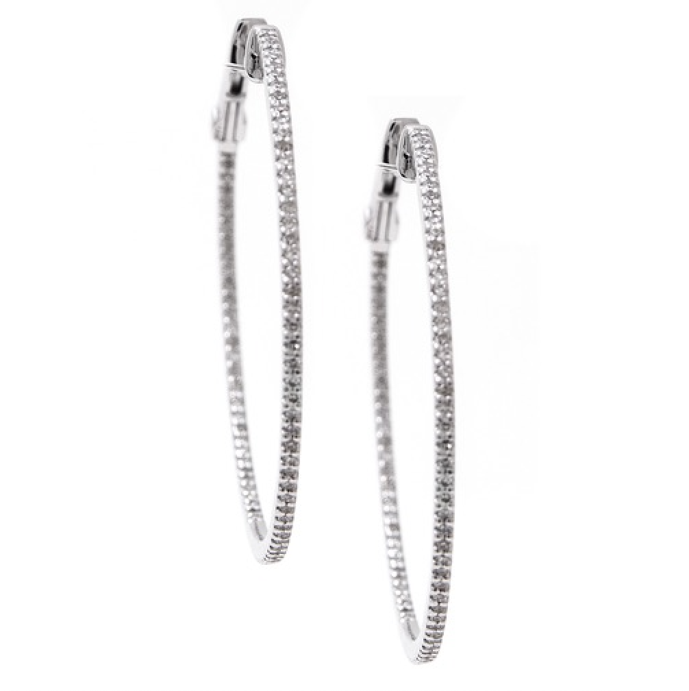 14K Diamond Hoop Earrings