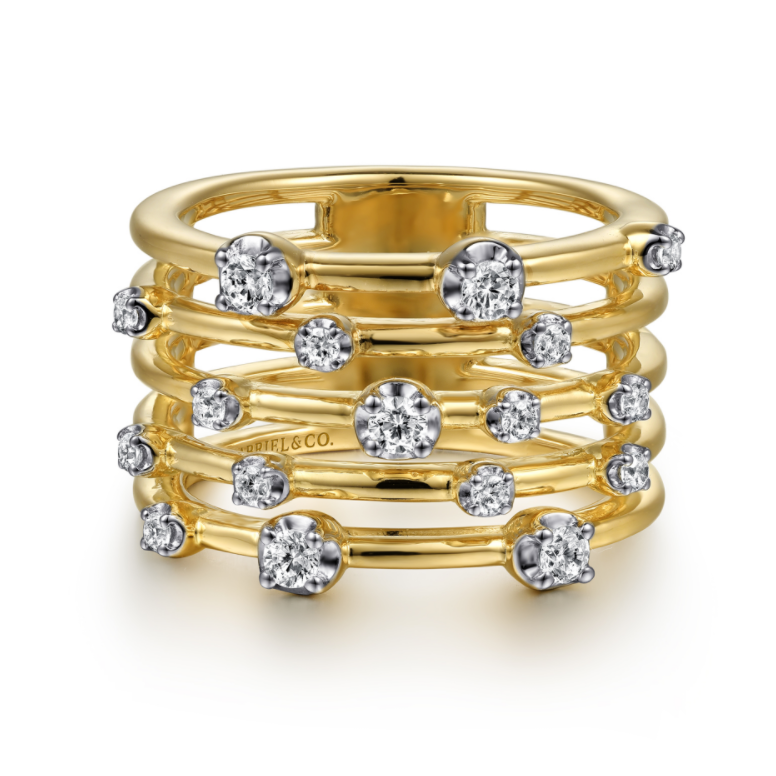 Diamond Five Row Ring