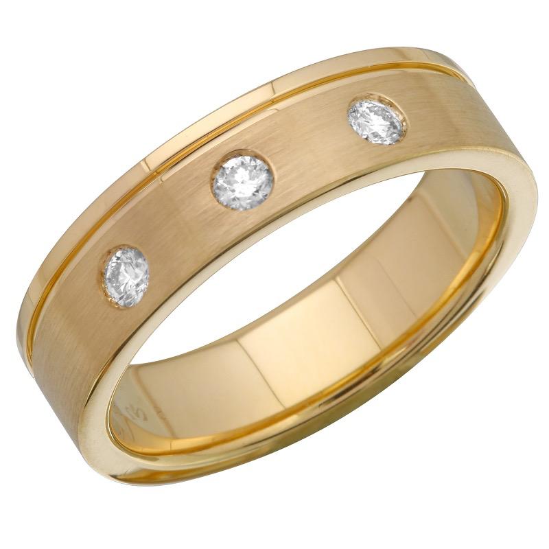 Three Diamond Gold Brushed Band