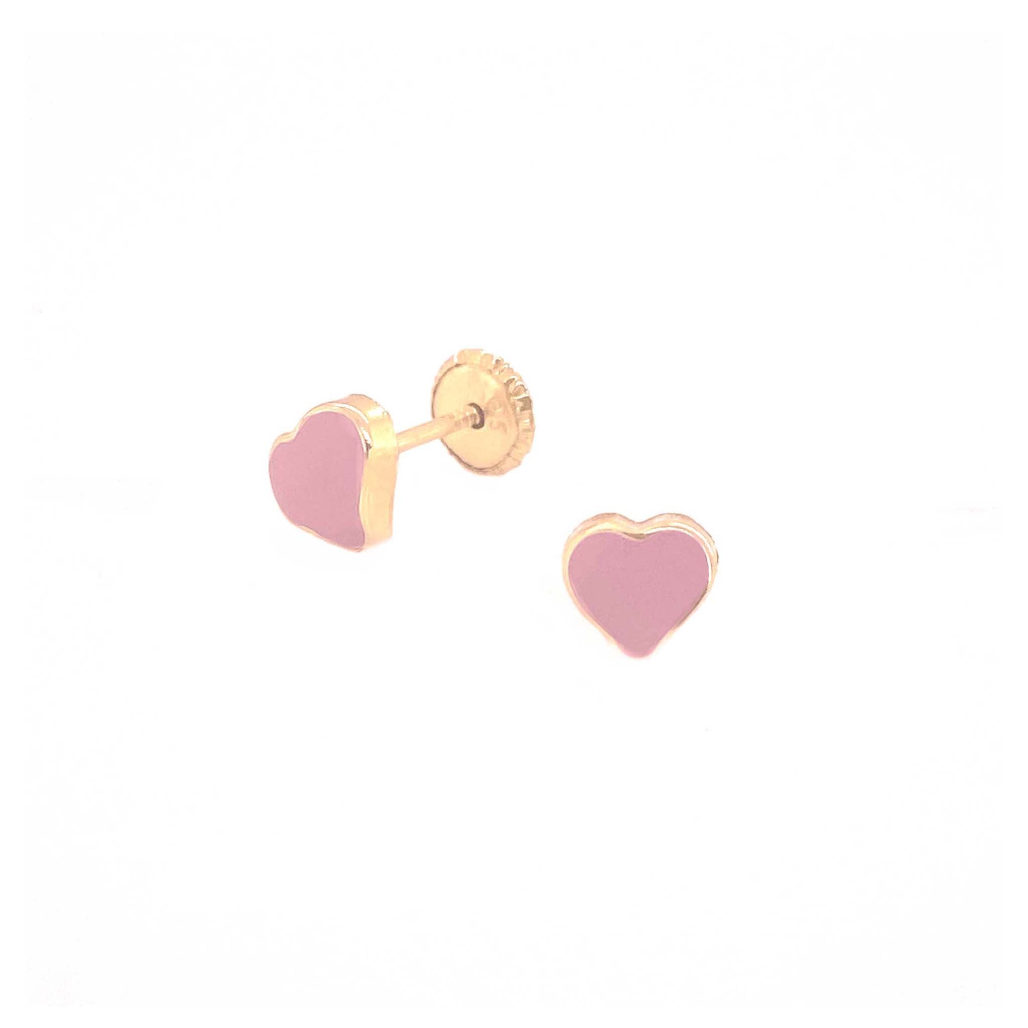 Mini Pink Heart Enamel Stud Earrings