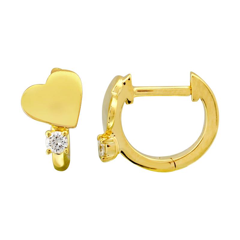 Heart Diamond Huggie Earroings