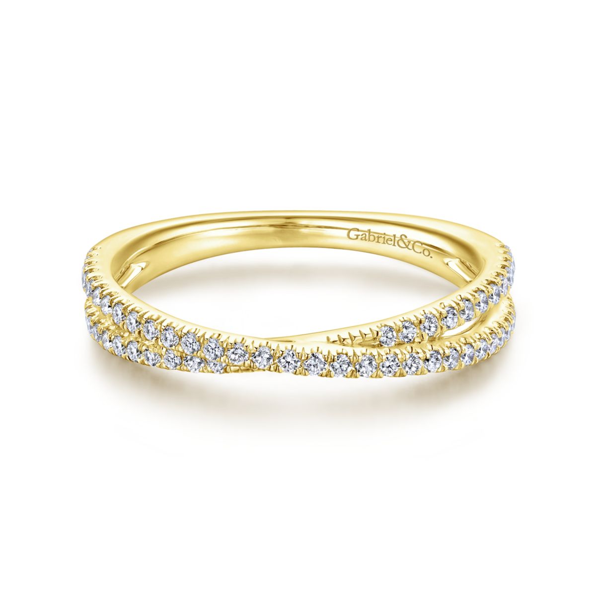 Diamond Criss Cross Yellow Gold Ring