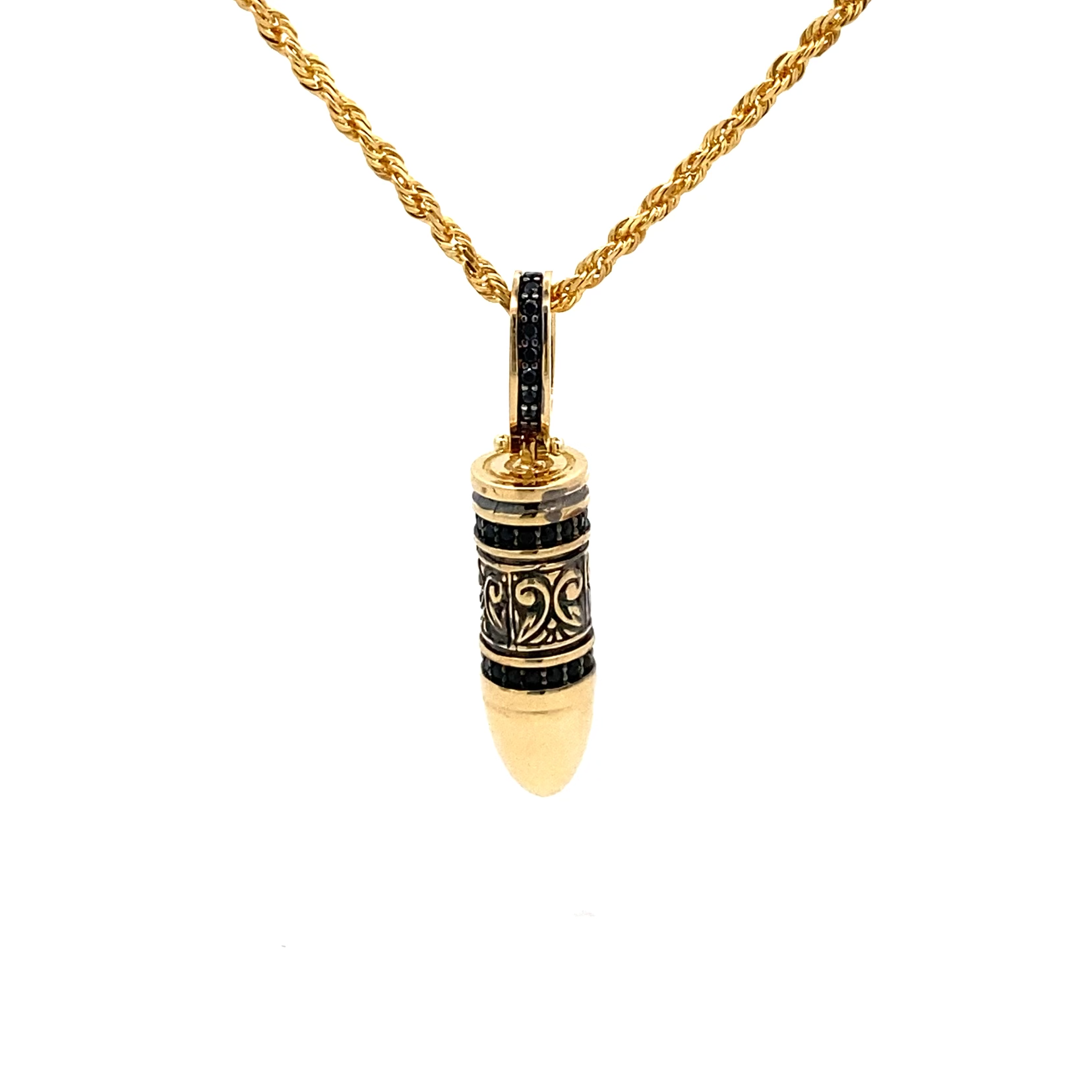 Black and Gold Bullet Pendant