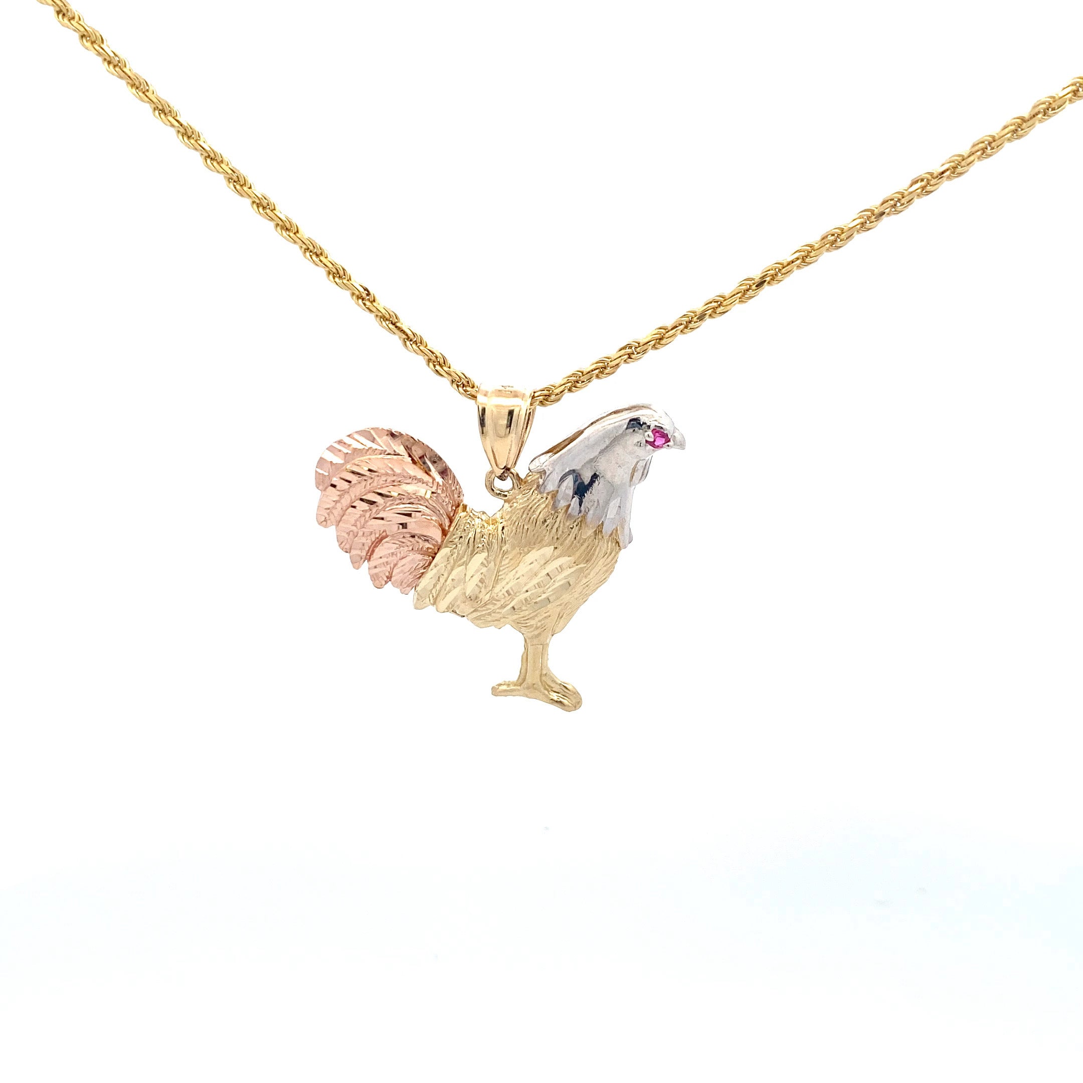Tri Gold Rooster Pendant