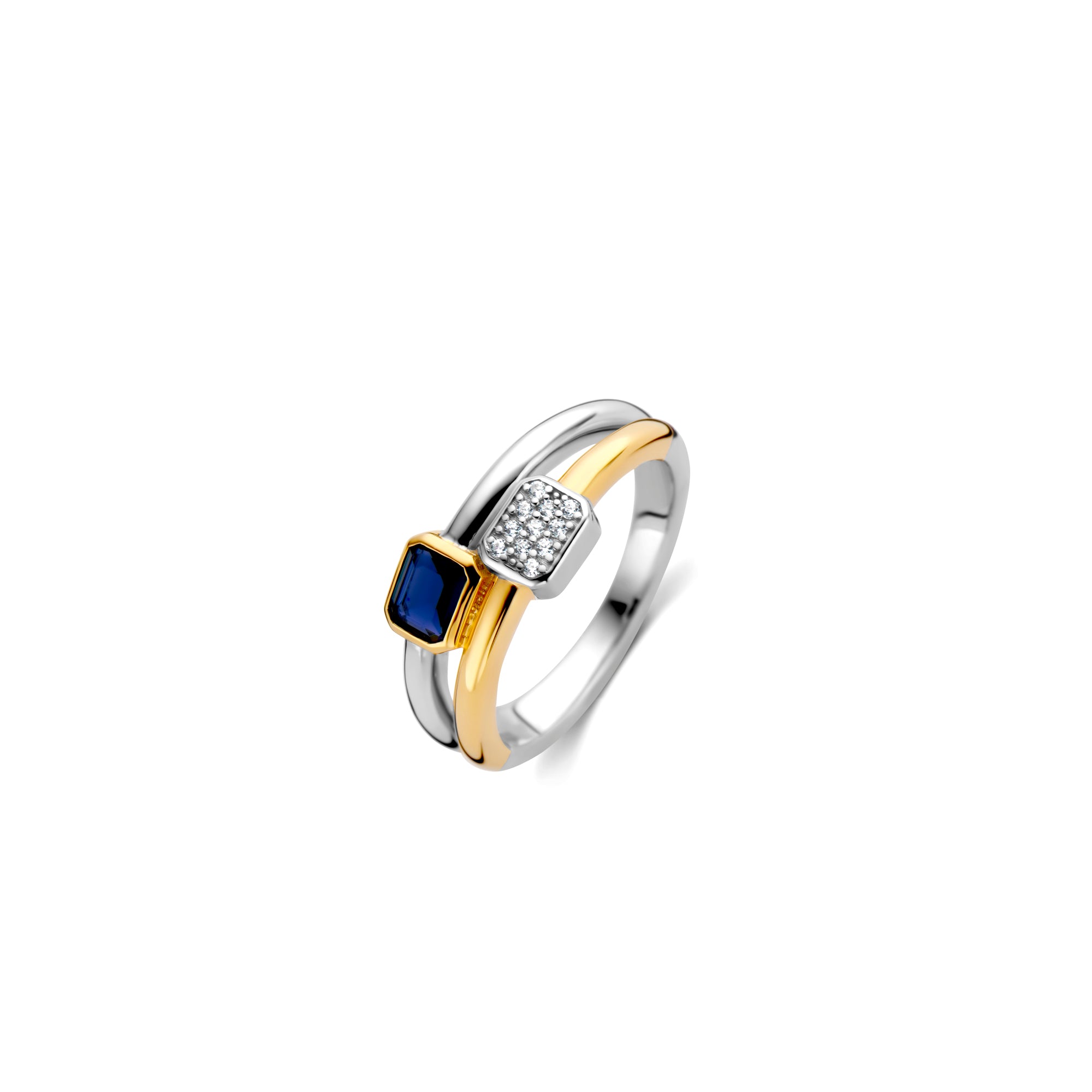 Blue and Pave Gem Double Ring