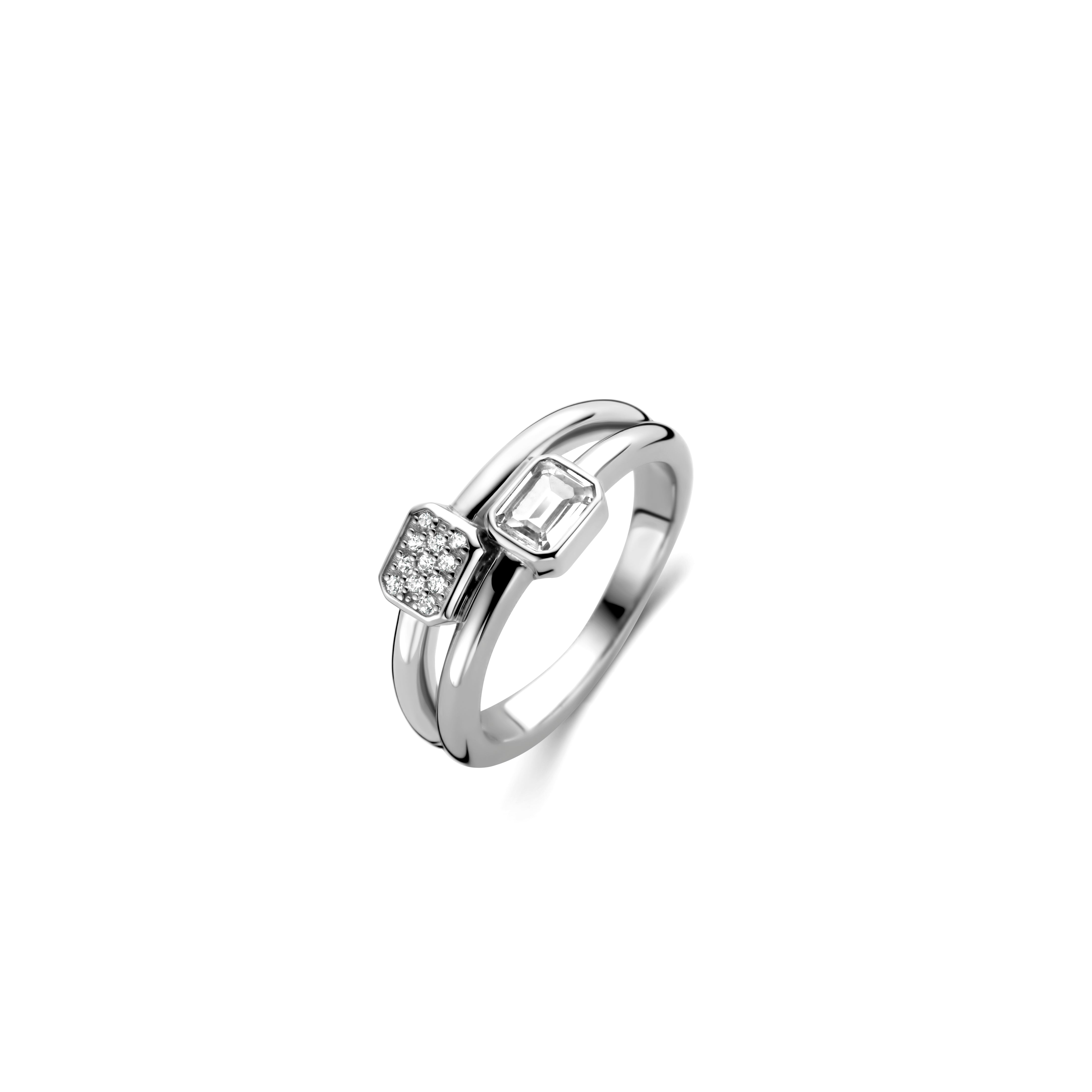 Clear and Pave Gem Double Ring