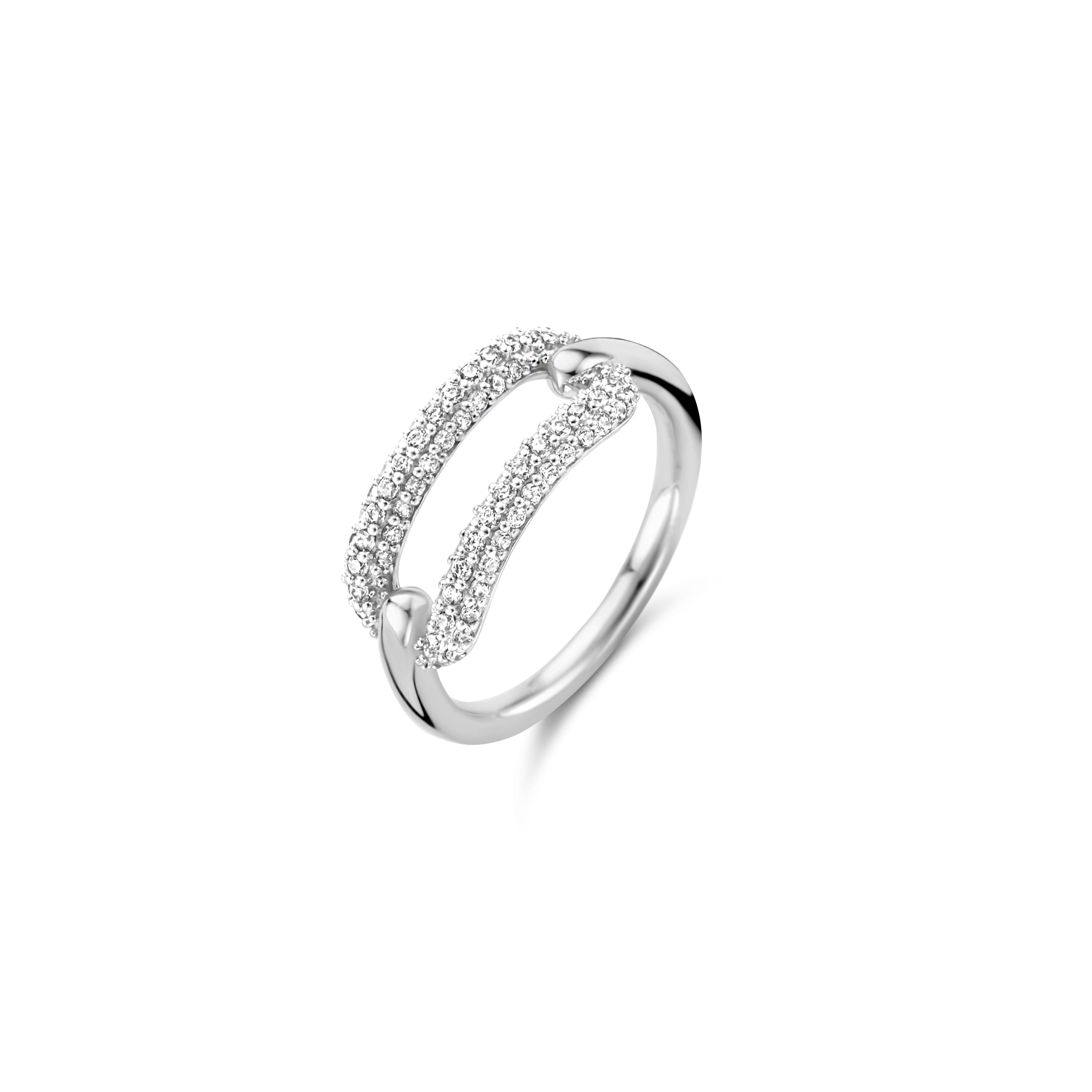 Silver Pave Link Ring