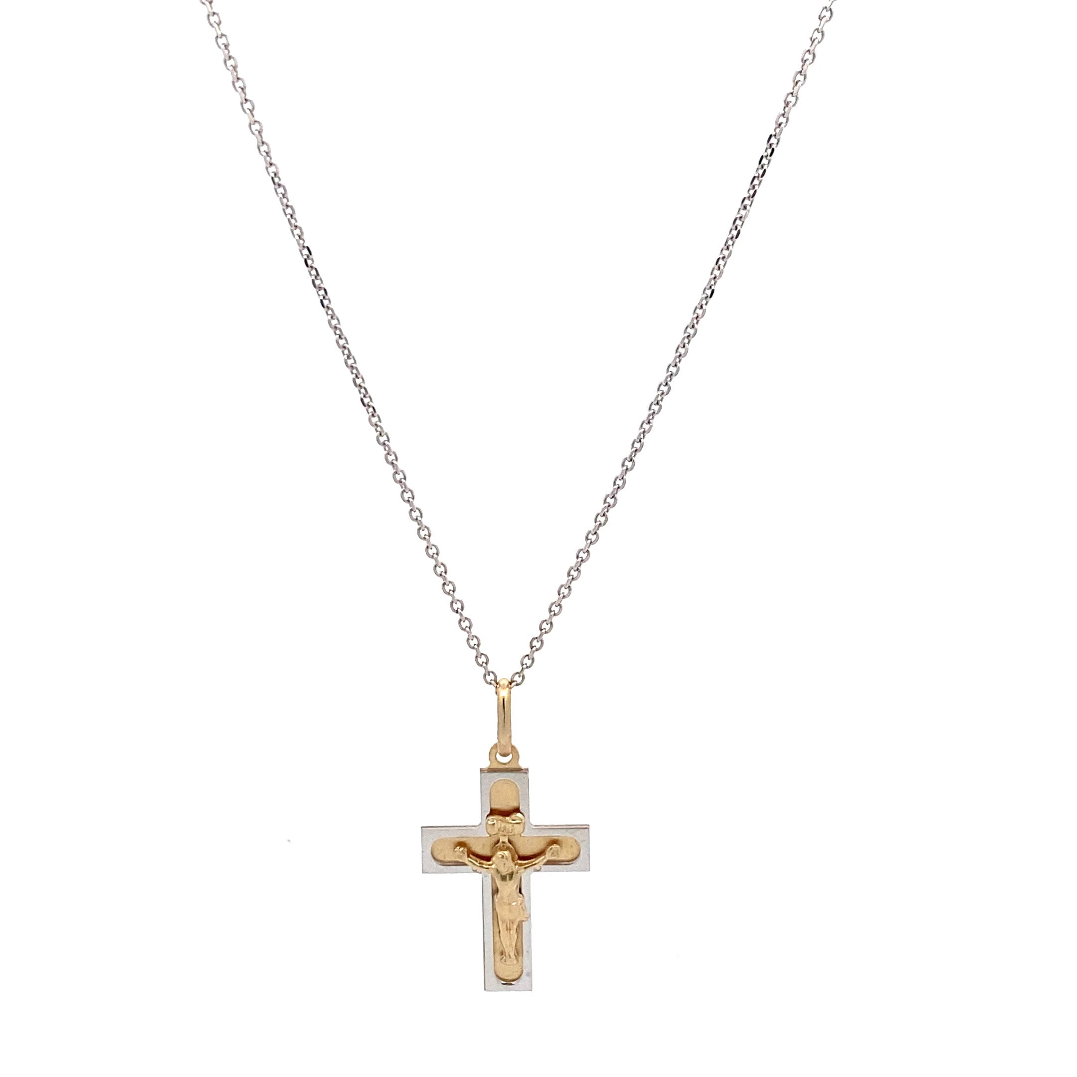 Crucifix 20MM Two Tone Flat Pendant