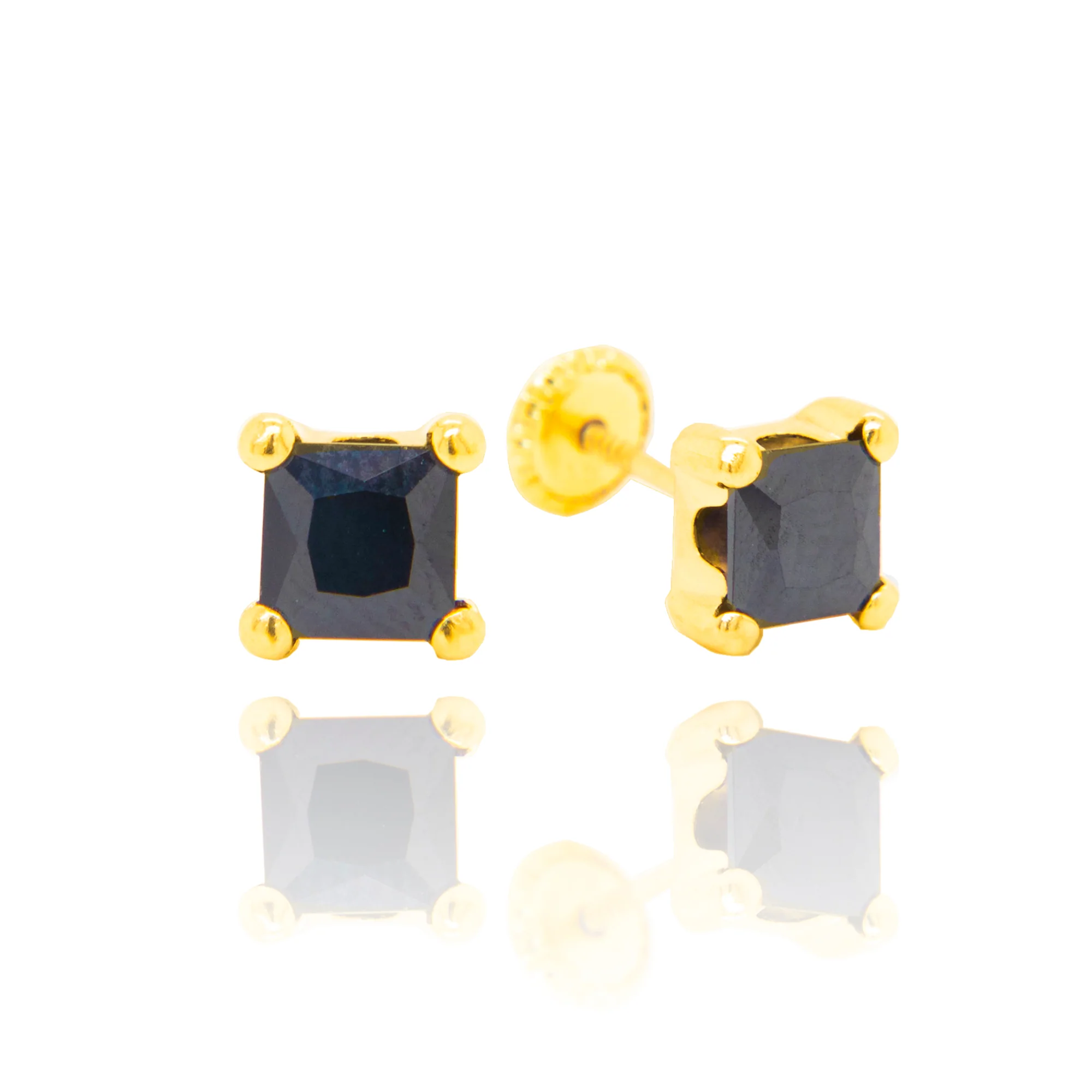 5MM Square Black Zirconia Stud Earrings