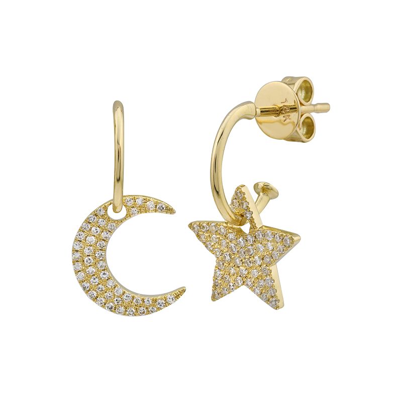Mismatch Moon and Star Huggie Earring