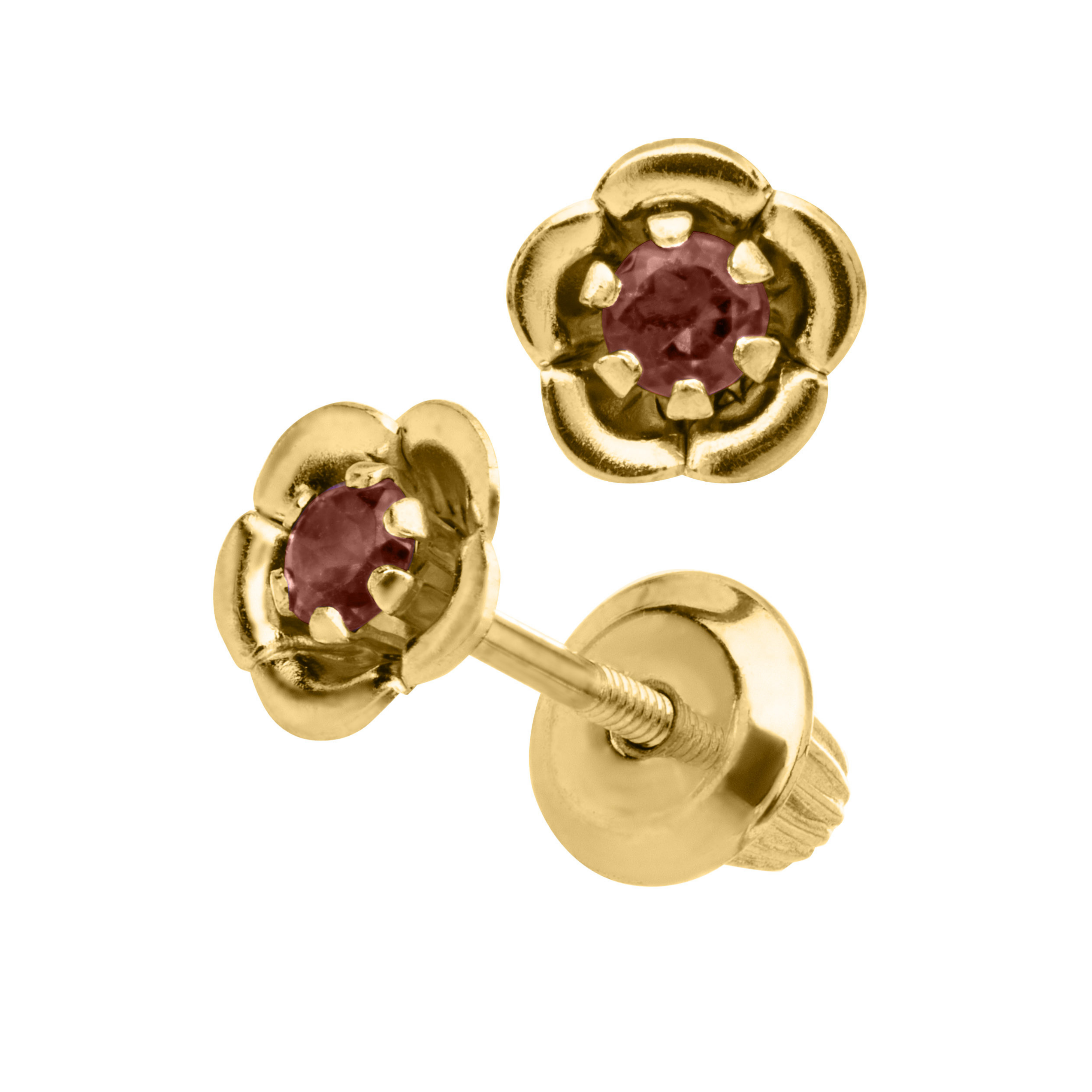 Birthstone Flower Kids Stud Earrings - January