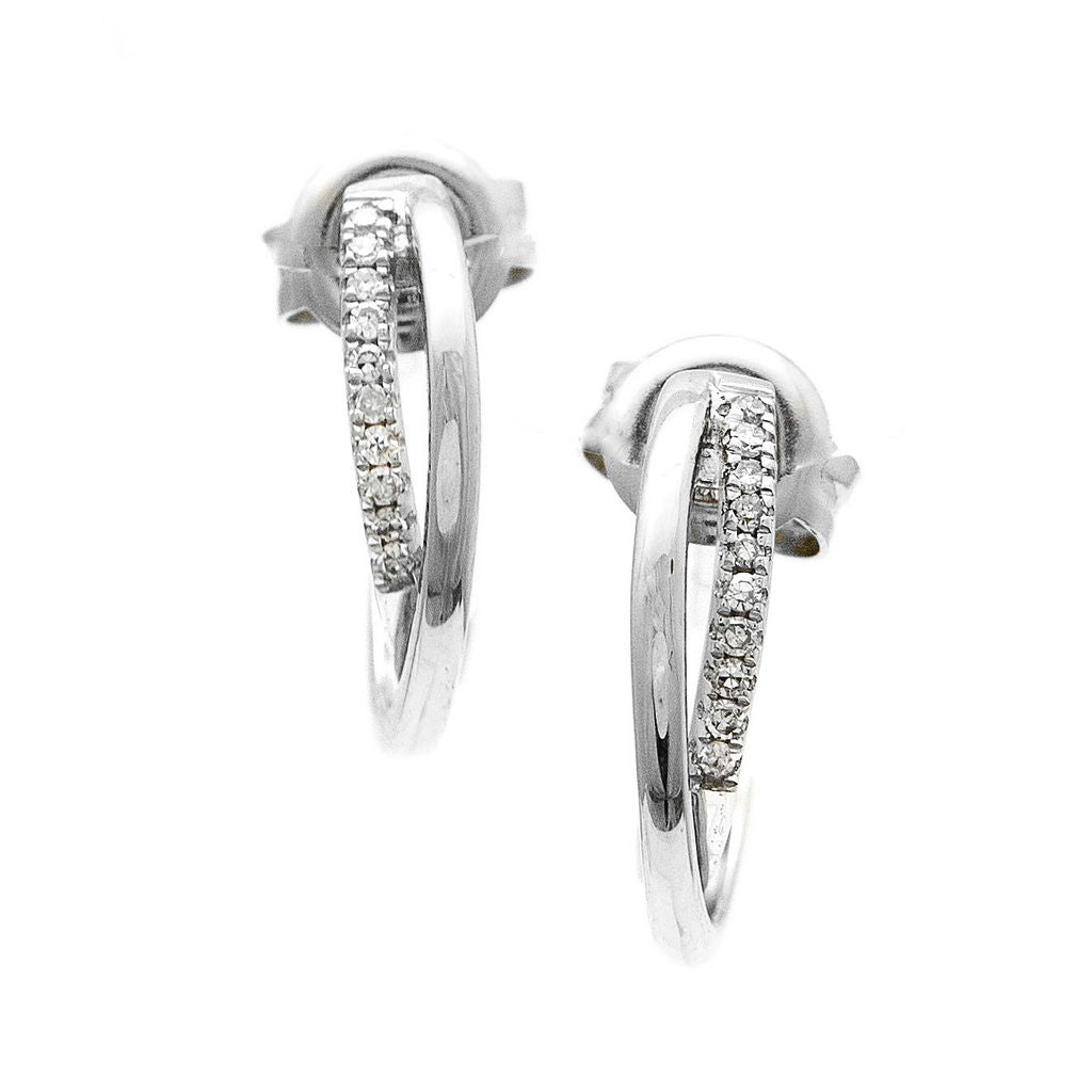 White Gold Diamond half Huggie Earrings