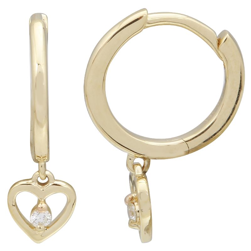 10mm huggie Heart Diamond Earrings