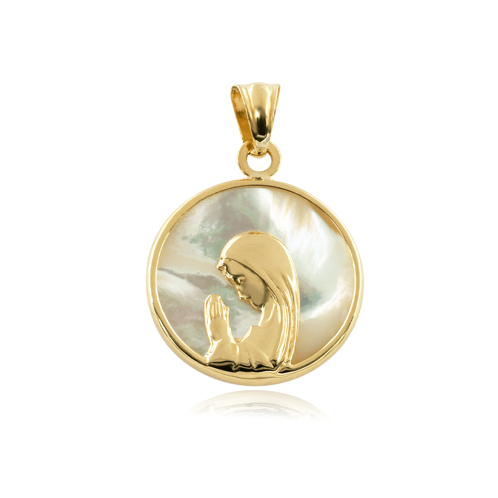 Virgen Nina Mother Pearl 18K Gold Pendant 17MM