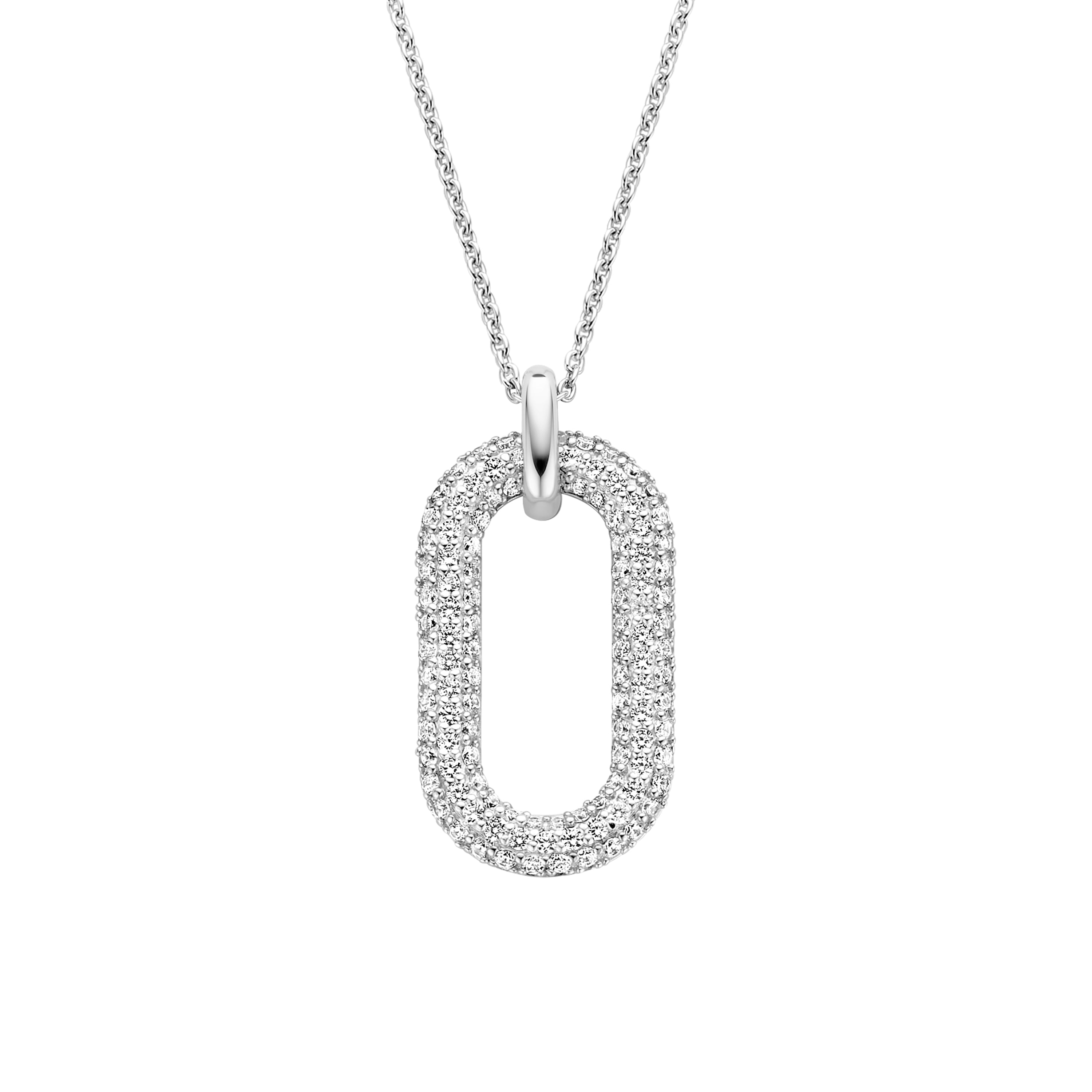 Silver Pave Link Necklace