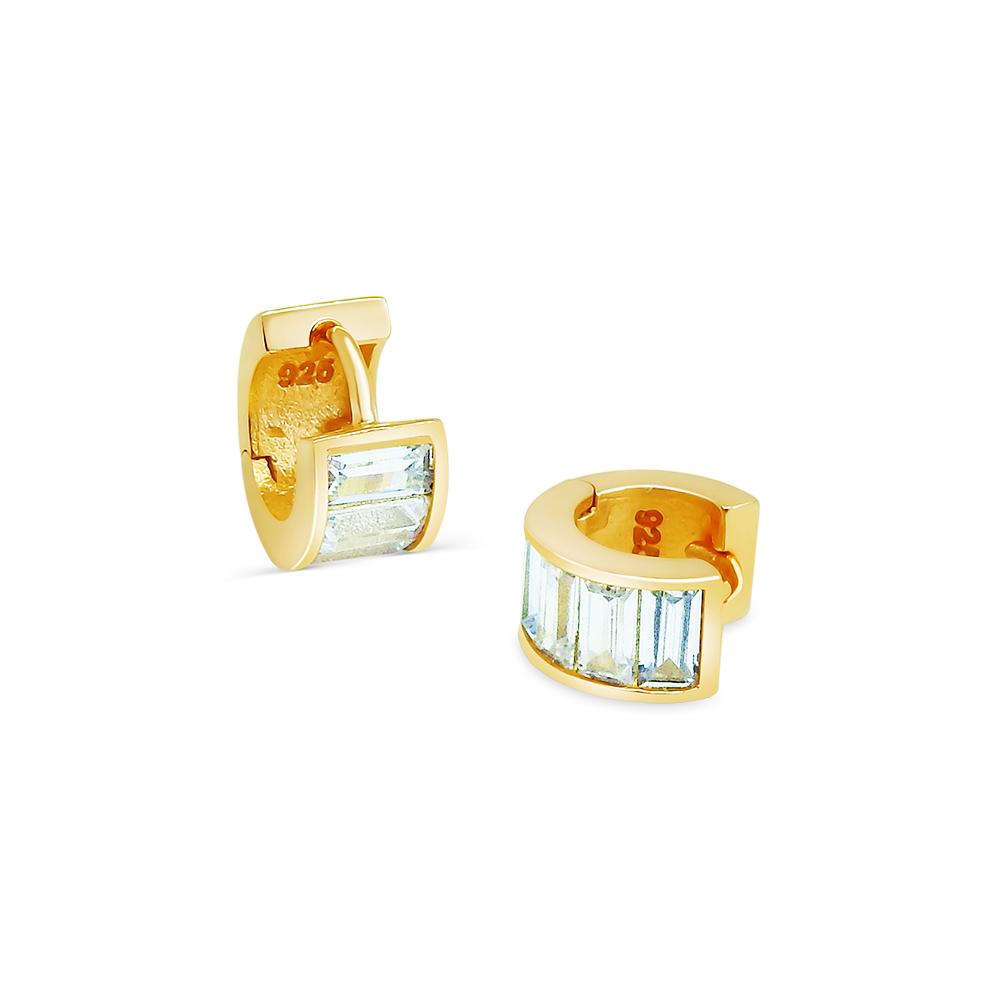 Baguette Zirconia 8MM Huggie Earrings