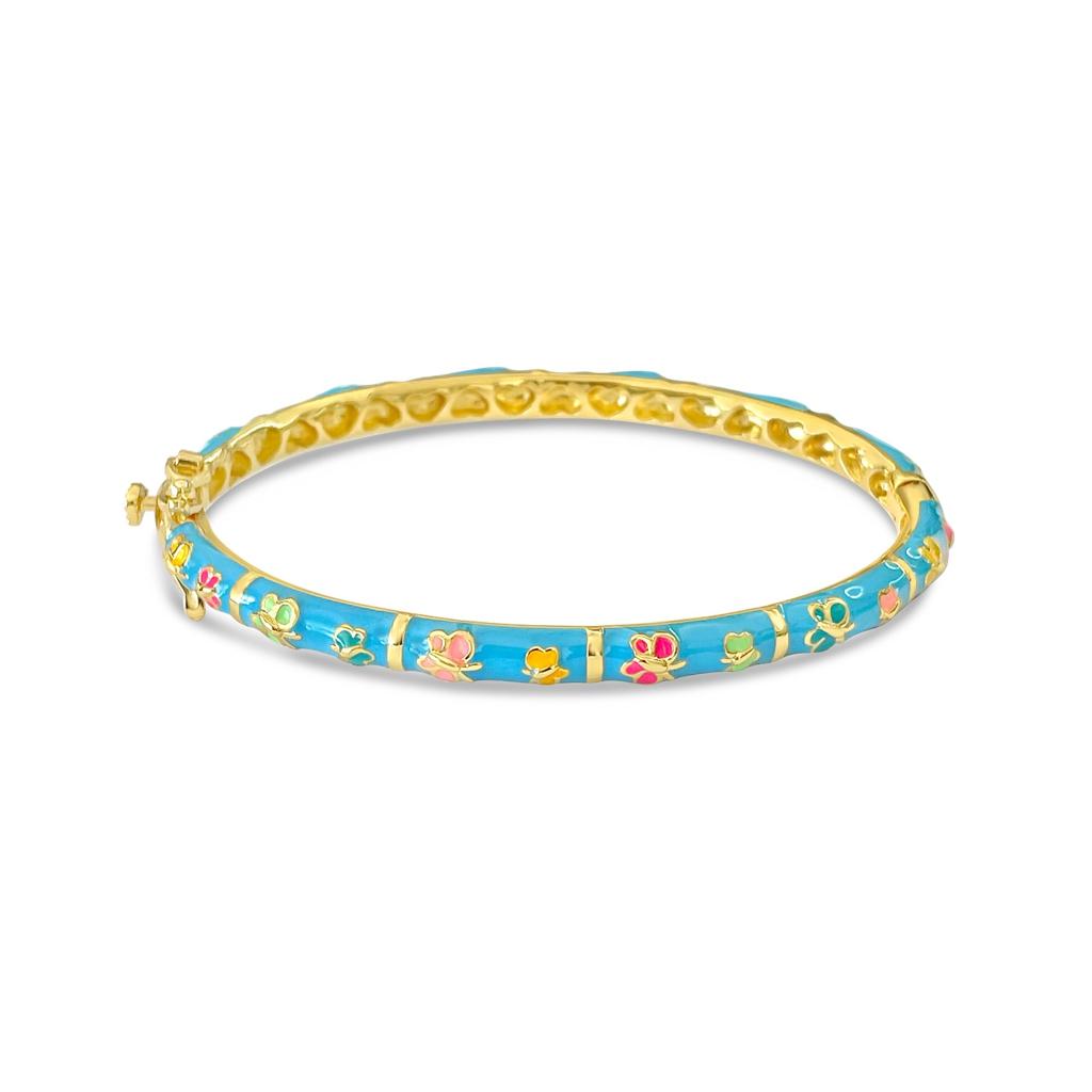 Blue colorful butterflies Kids Bangle Bracelet