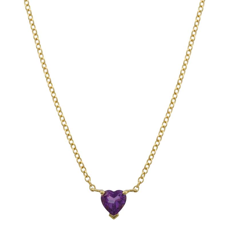 Heart Shaped Amethyst Prong Necklace