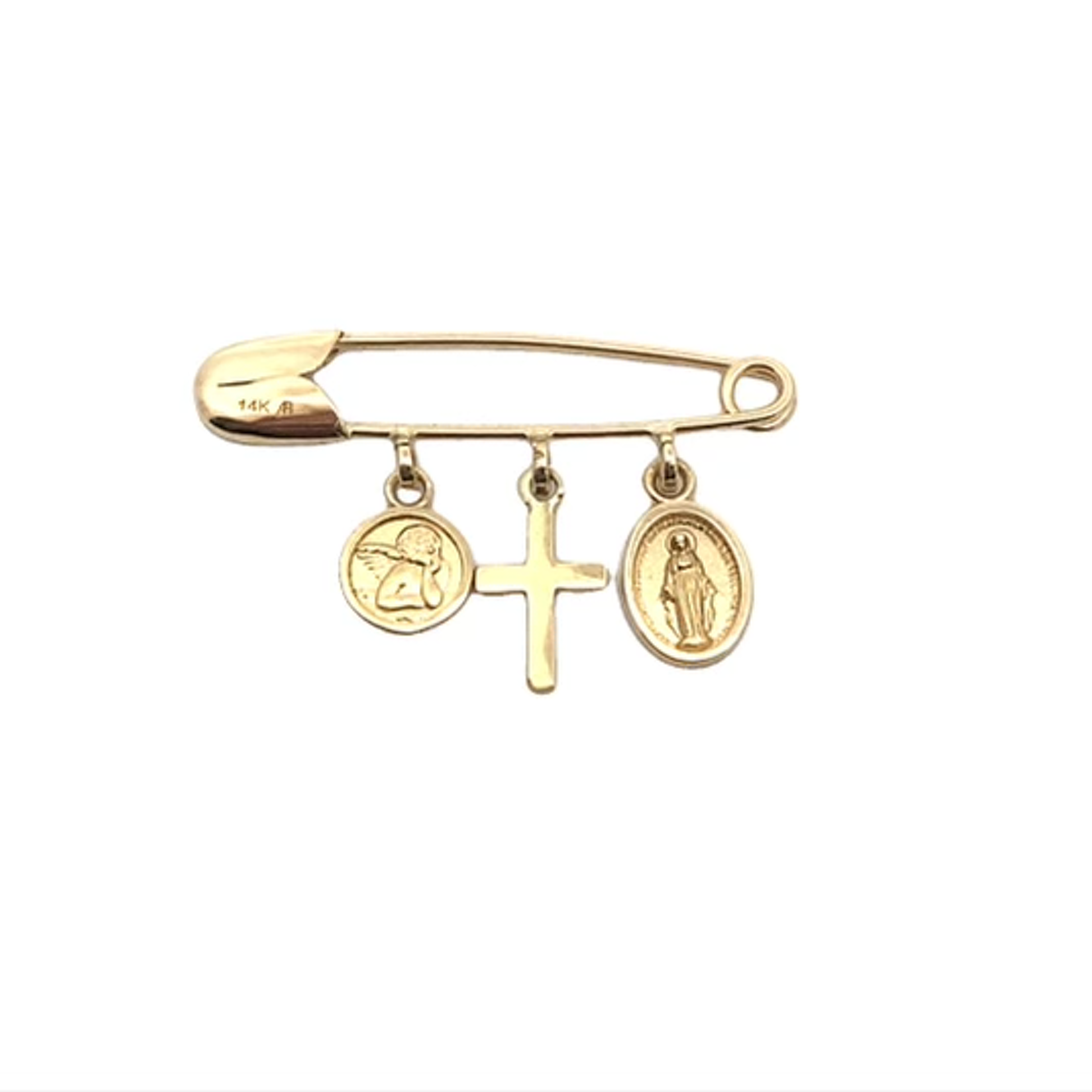 Three Medal 14K Baby Pin