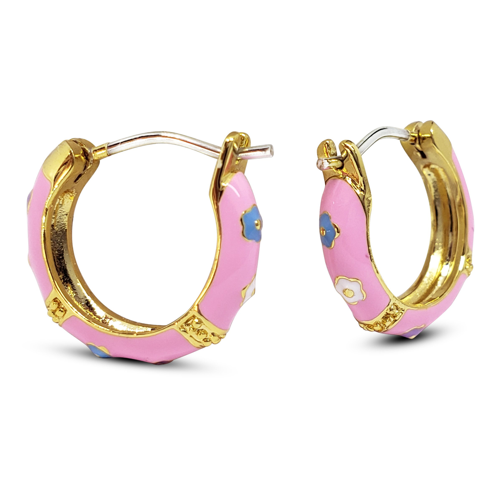 Pink Enamel Kids Earrings