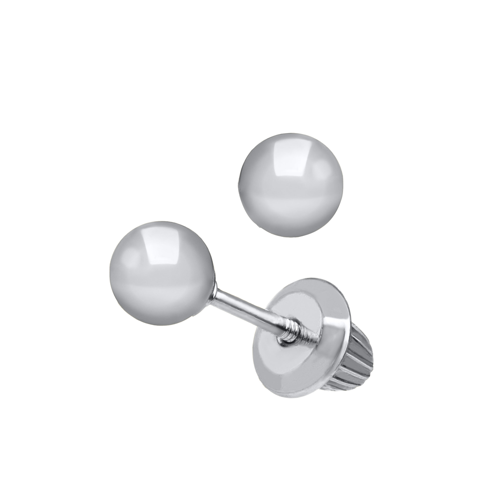 White Gold Ball Earrings