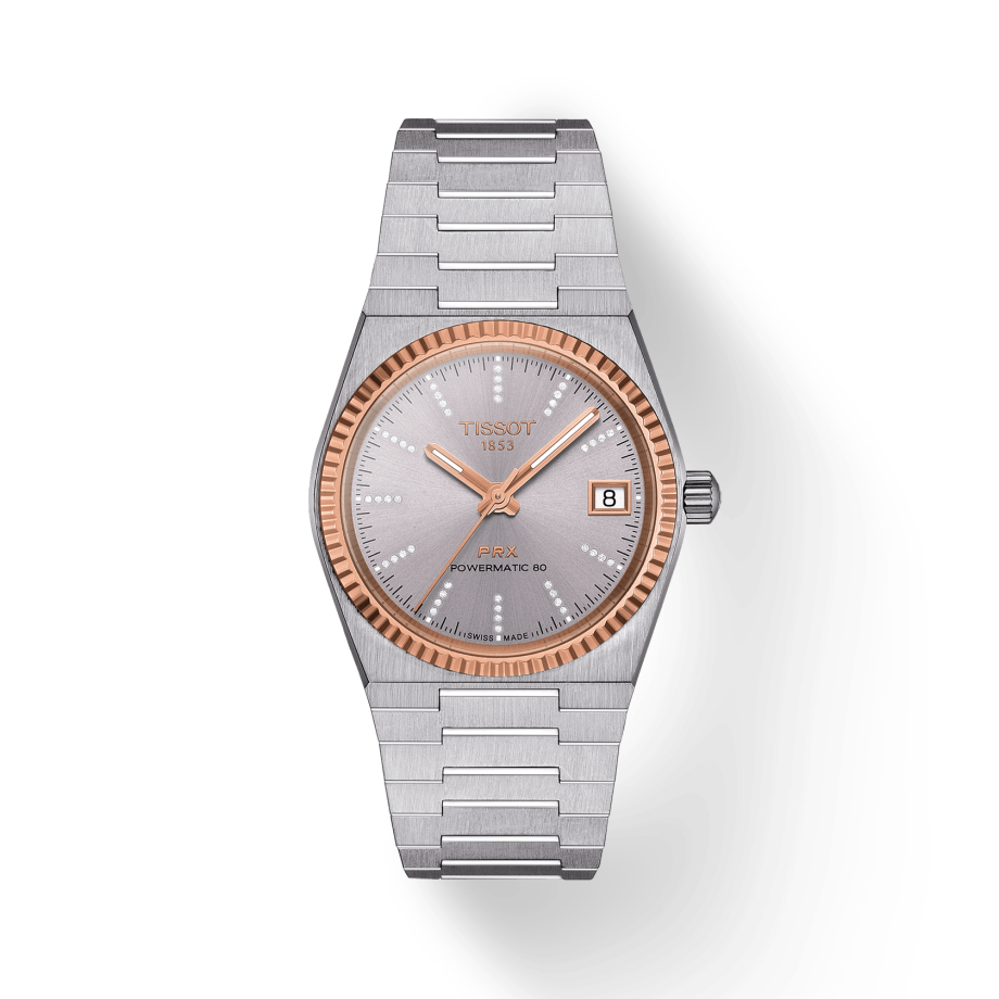 PRX Powermatic 80 35MM 18K Rose/Steel Diamonds