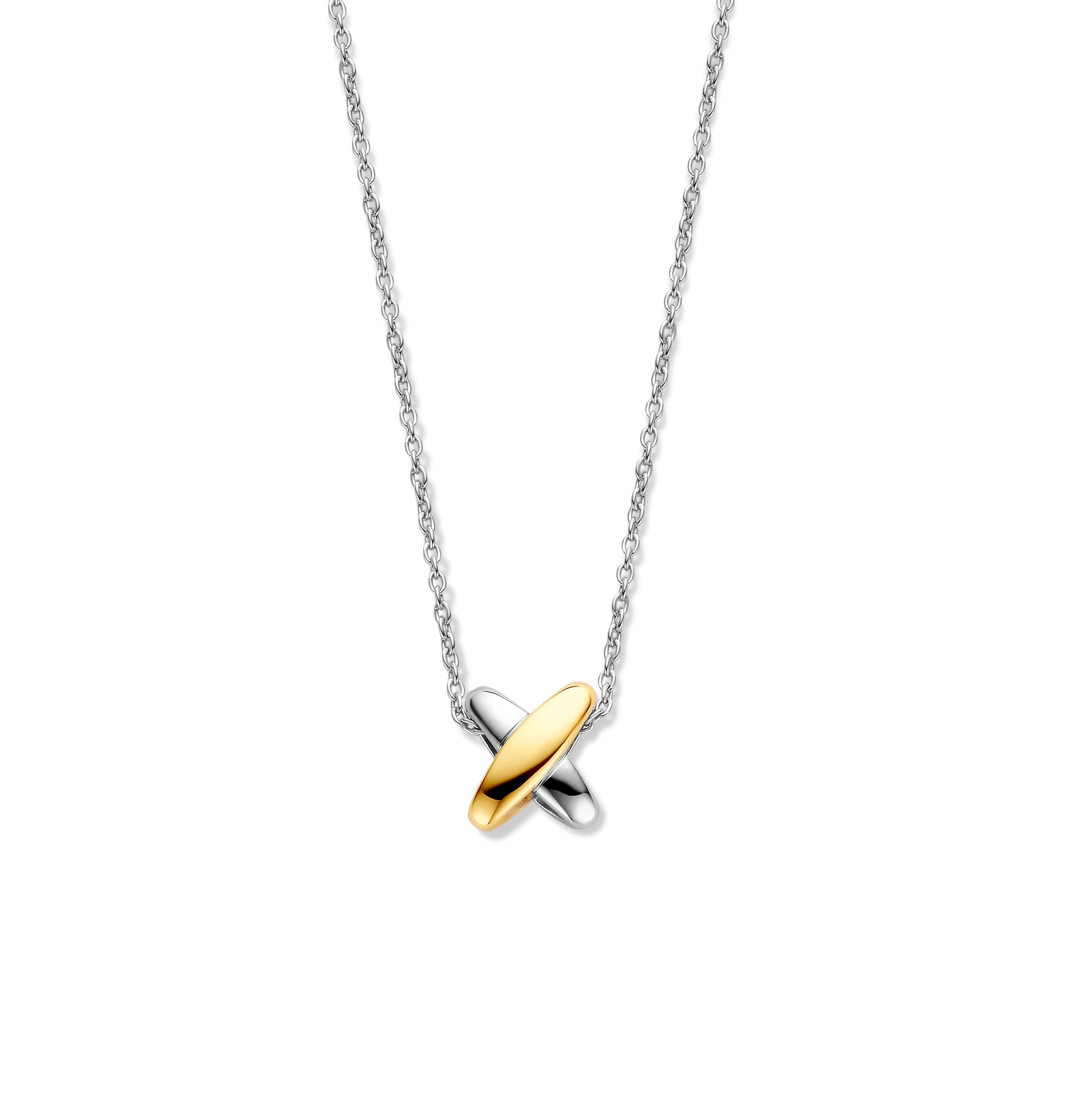 Ti Sento Two Tone Crossover Necklace | Plaza Las Americas