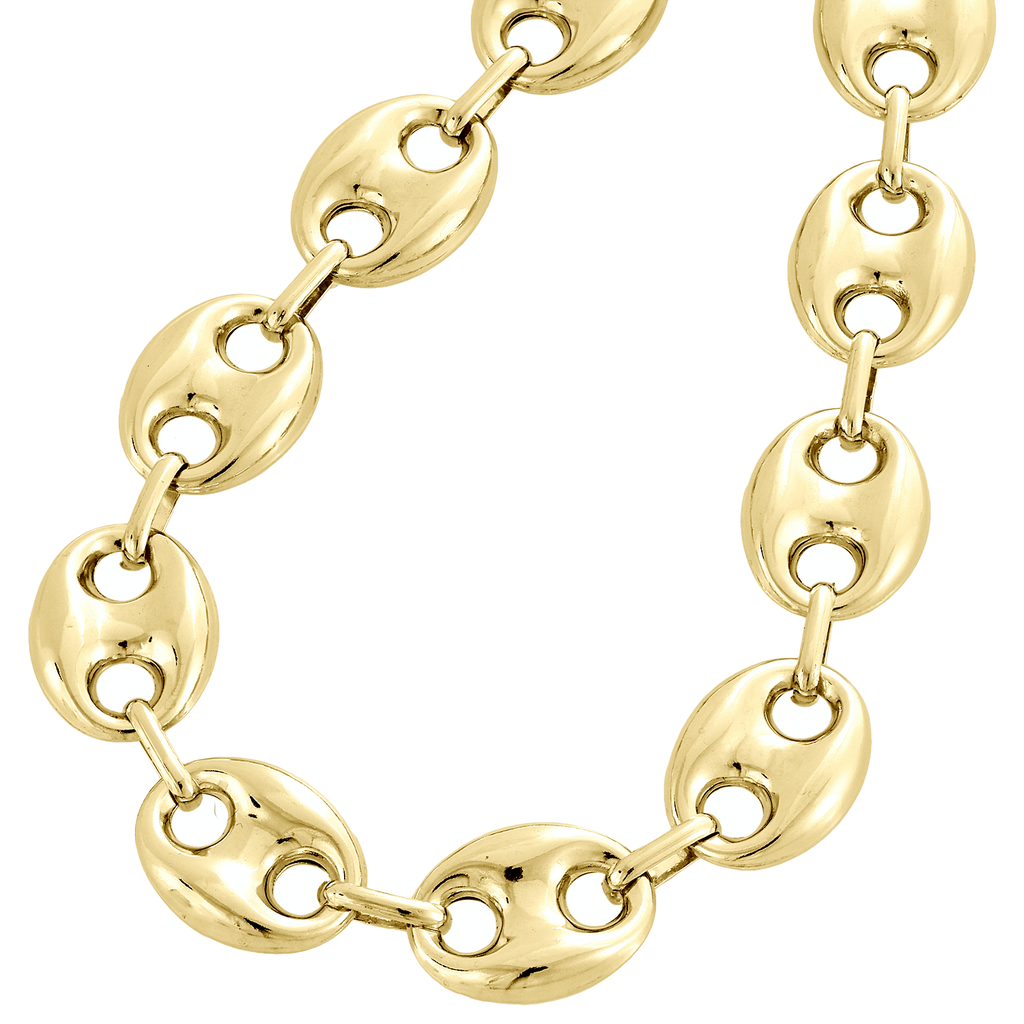 14k HOLLOW Real Yellow Gold Puffed Mariner Gucci Link Chain 5-9mm