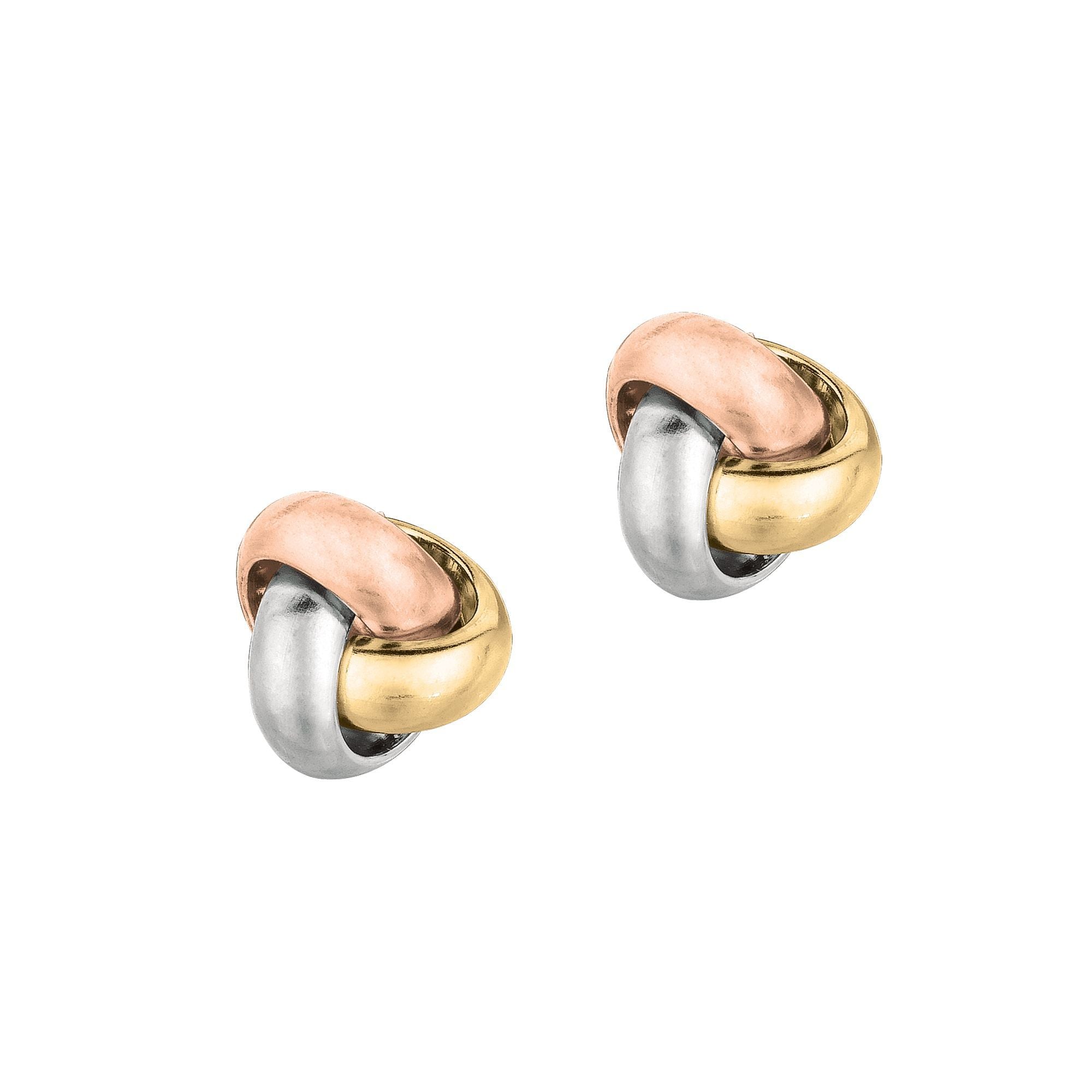 Tri Gold Love Knot Stud Earrings