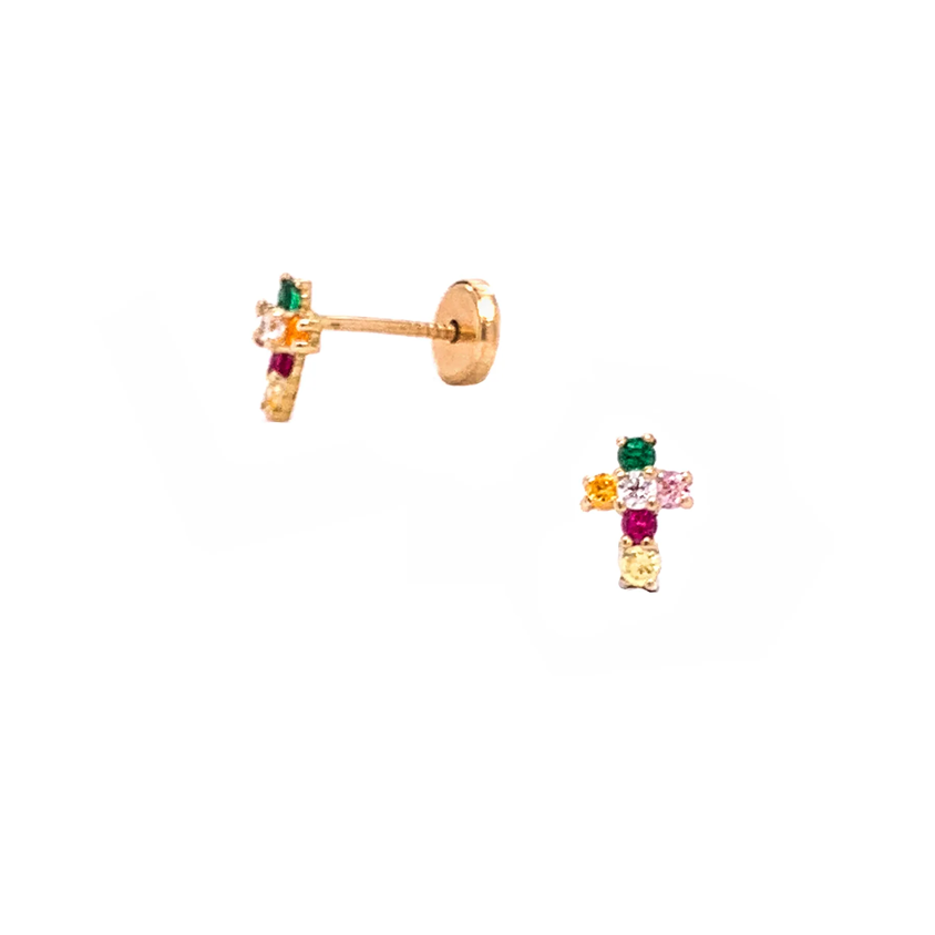 Multi color Cross Stud Earrings