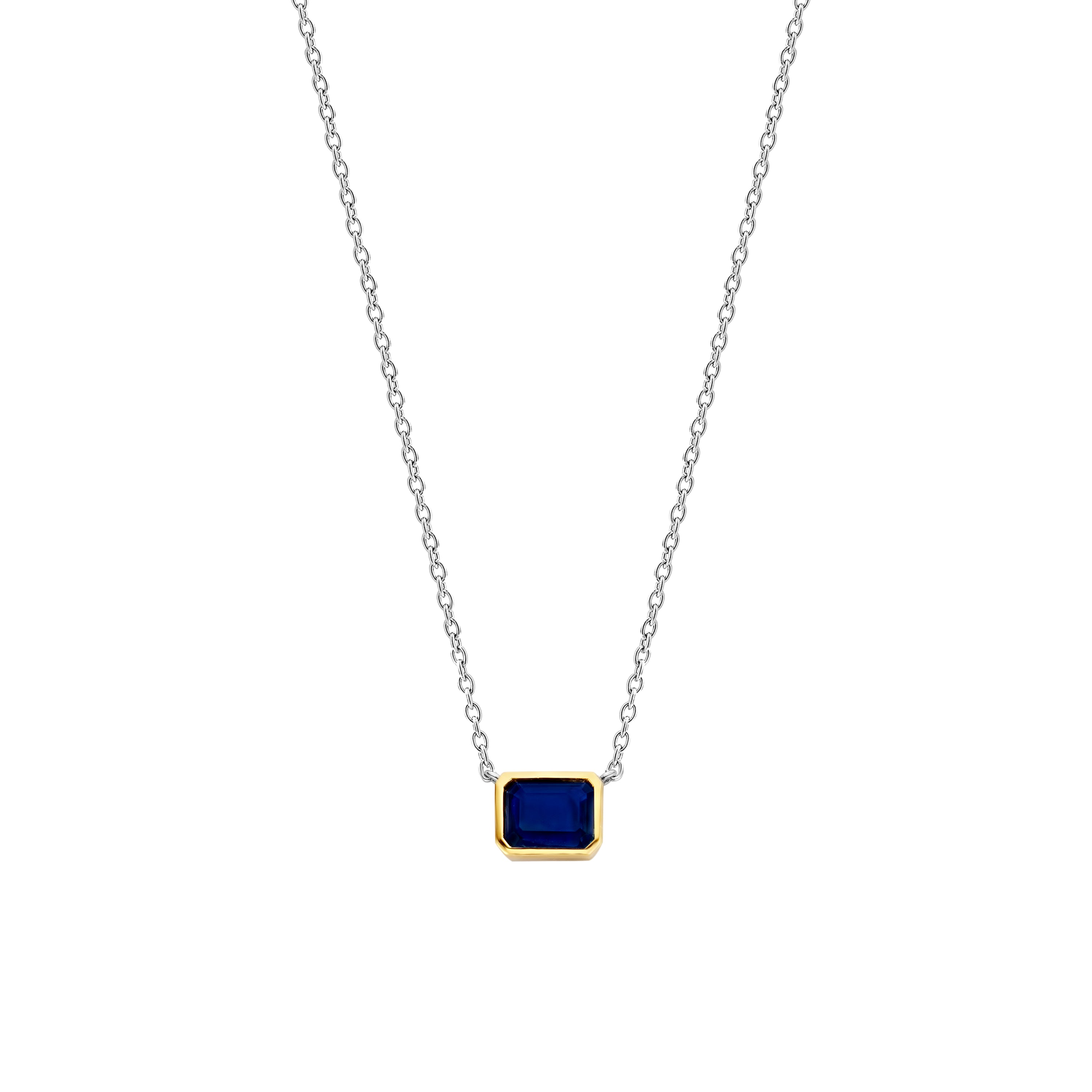 Blue Gem Sideway Necklace