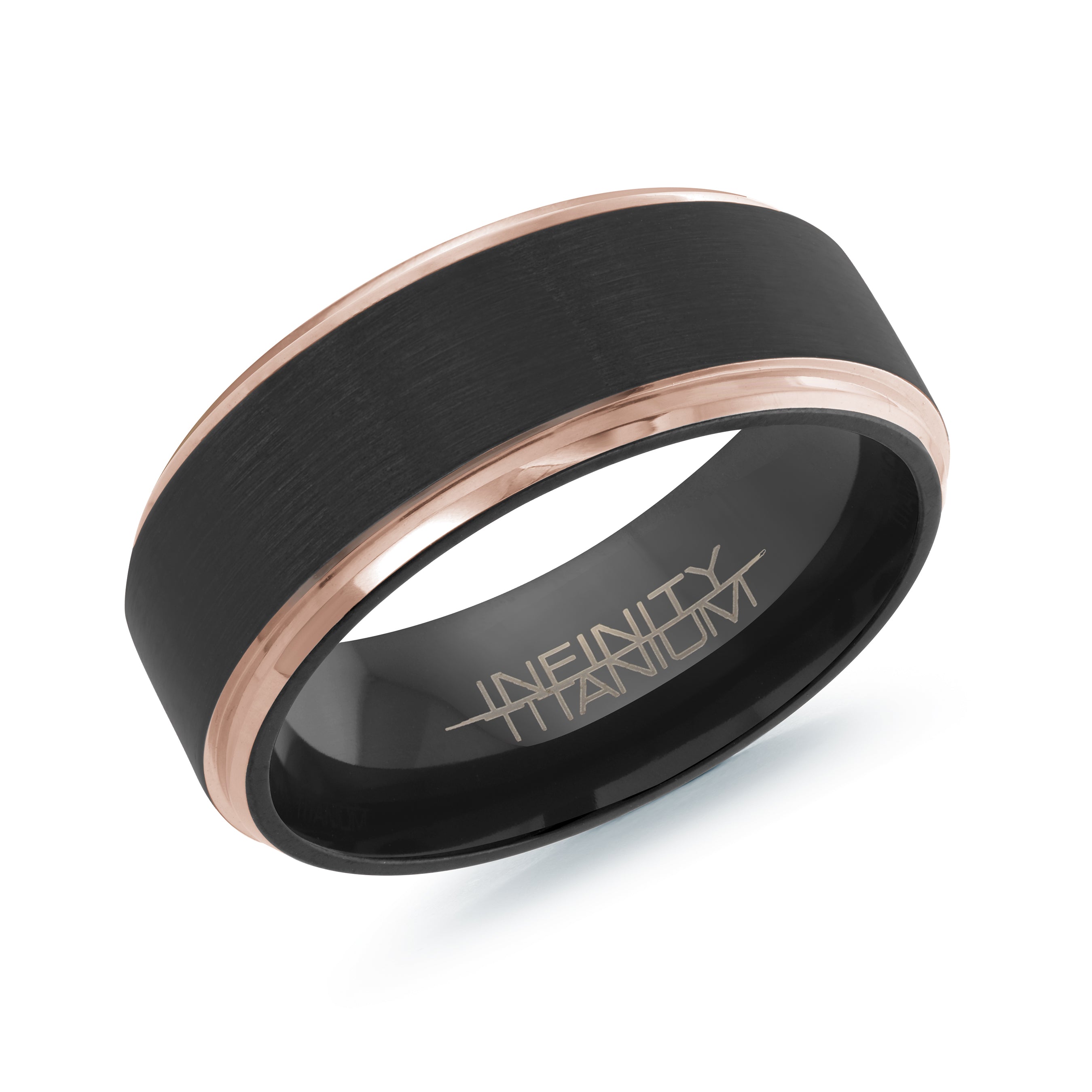 Black Titanium Rose Edges 8mm Ring