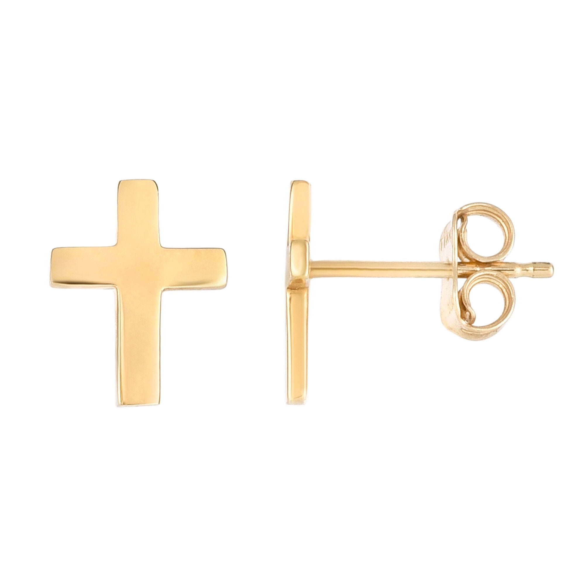 Gold Cross Stud Earrings