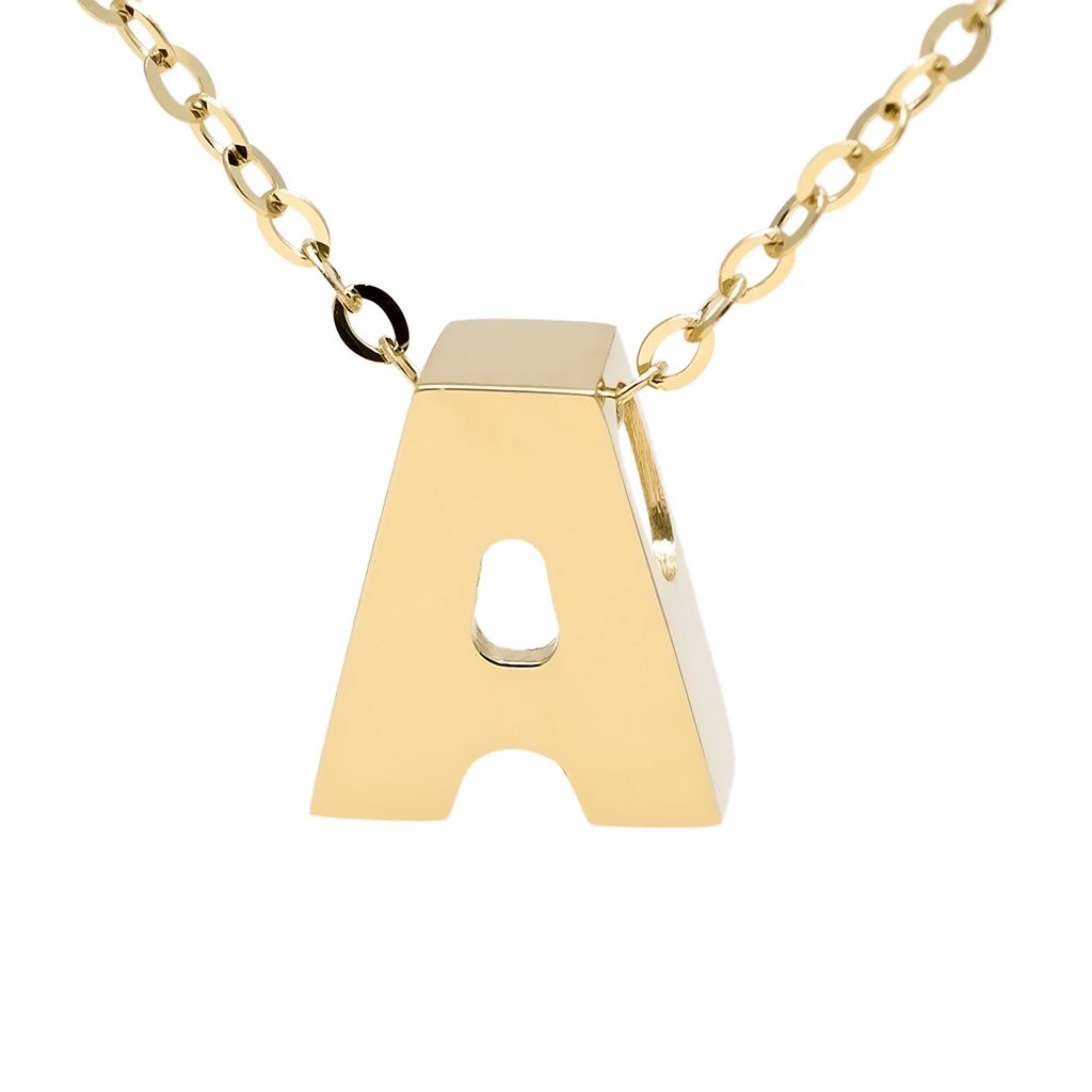 8mm Block Initial Necklace