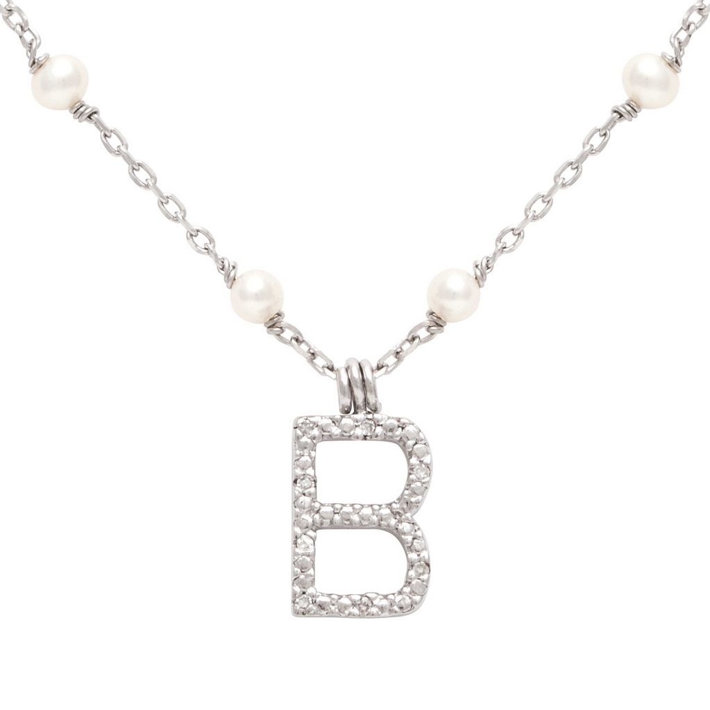 Pearls and Diamonds Initial Necklace