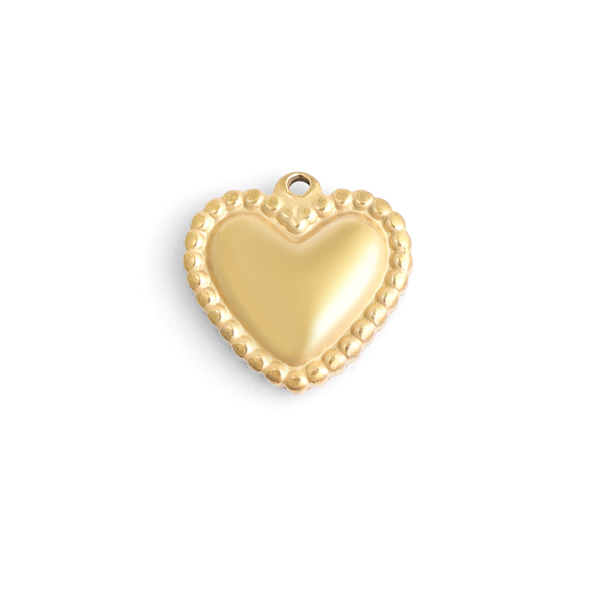 Image of 18K Gold PVD Stainless Steel Beaded Trim Heart Charm / PDL0118