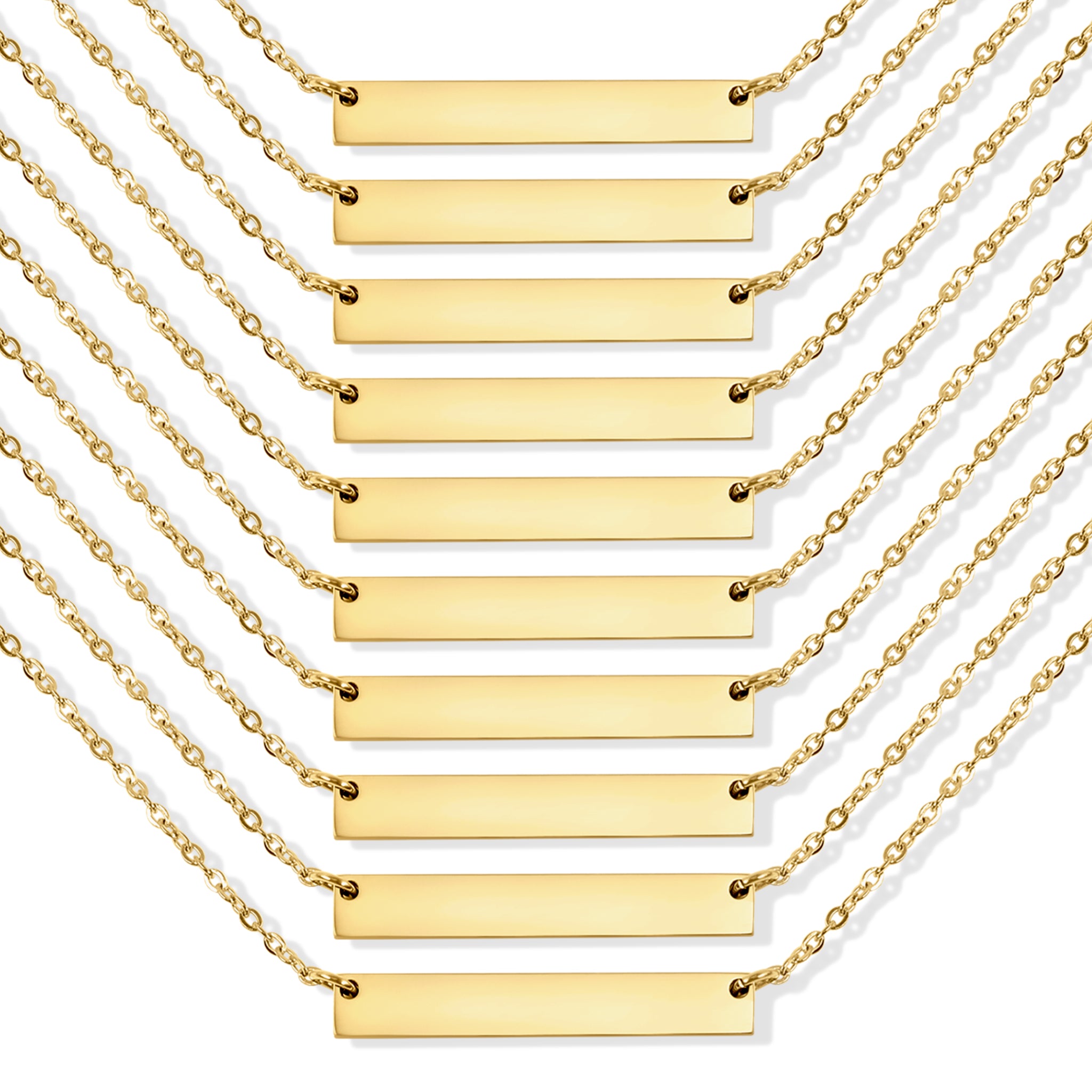 Image of 10 Pack - 18K Gold PVD Coated Stainless Steel Blank Polished Bar Necklace