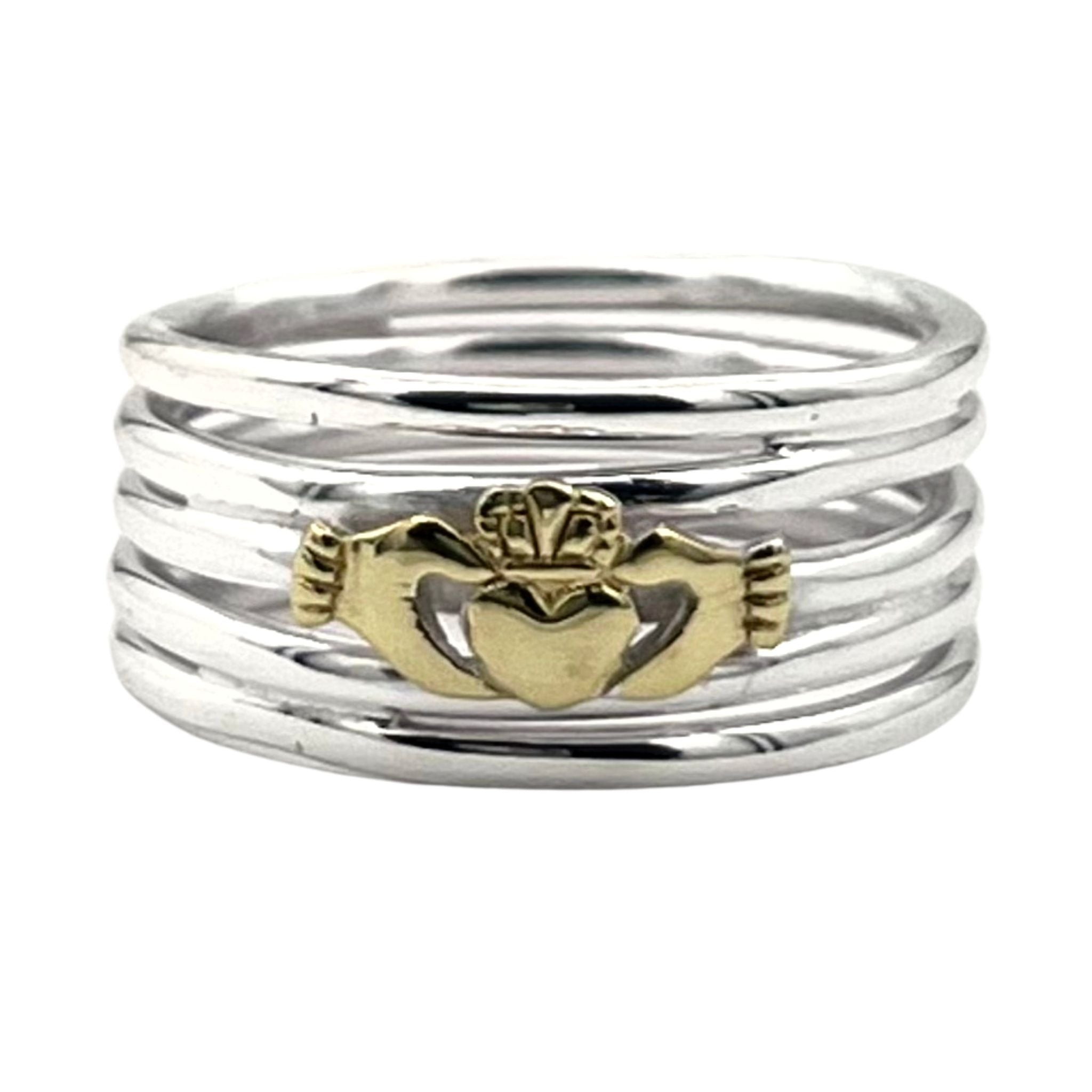 STERLING SILVER 18K Gold Plated Celtic Claddagh Ring / SSR0087