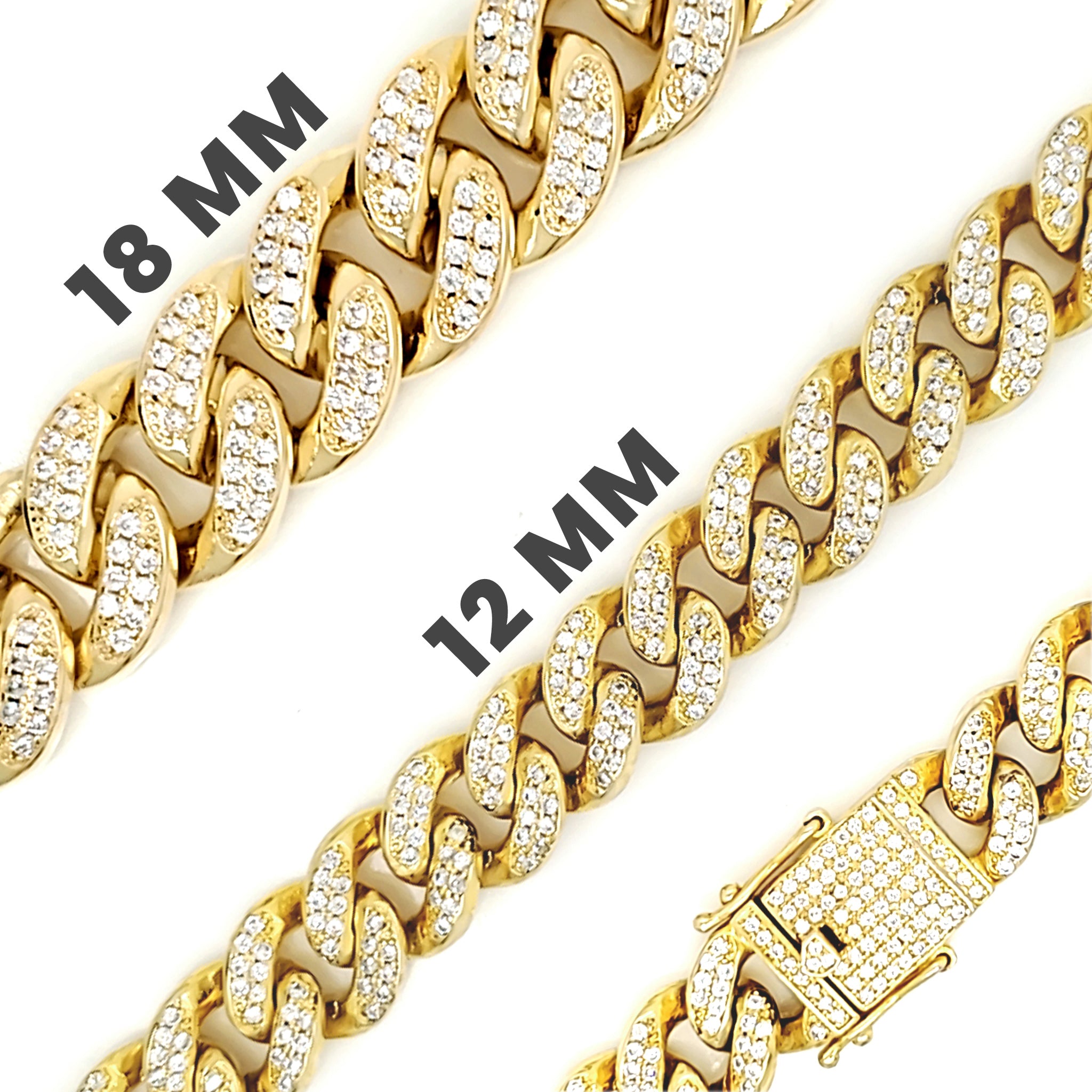 GOLD Plated Over Brass Cubic Zirconia Cuban Chain / BLC0001