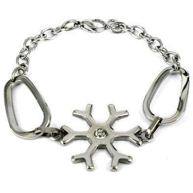 Stainless Steel CZ Snowflake Bracelet / BRJ2645