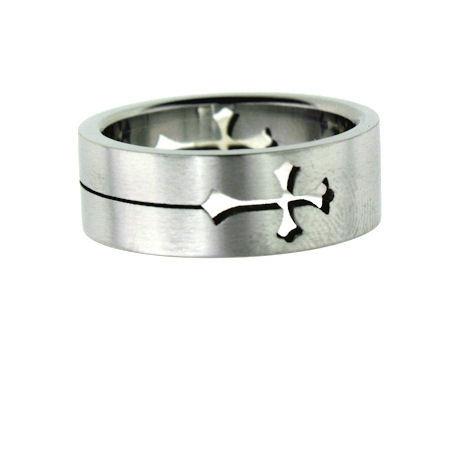 Highly Polished Cutout Cross Stainless Steel RING / CRJ2293