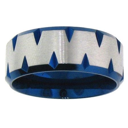 Blue Stainless Steel Zig Zag Center RING / PRJ0262