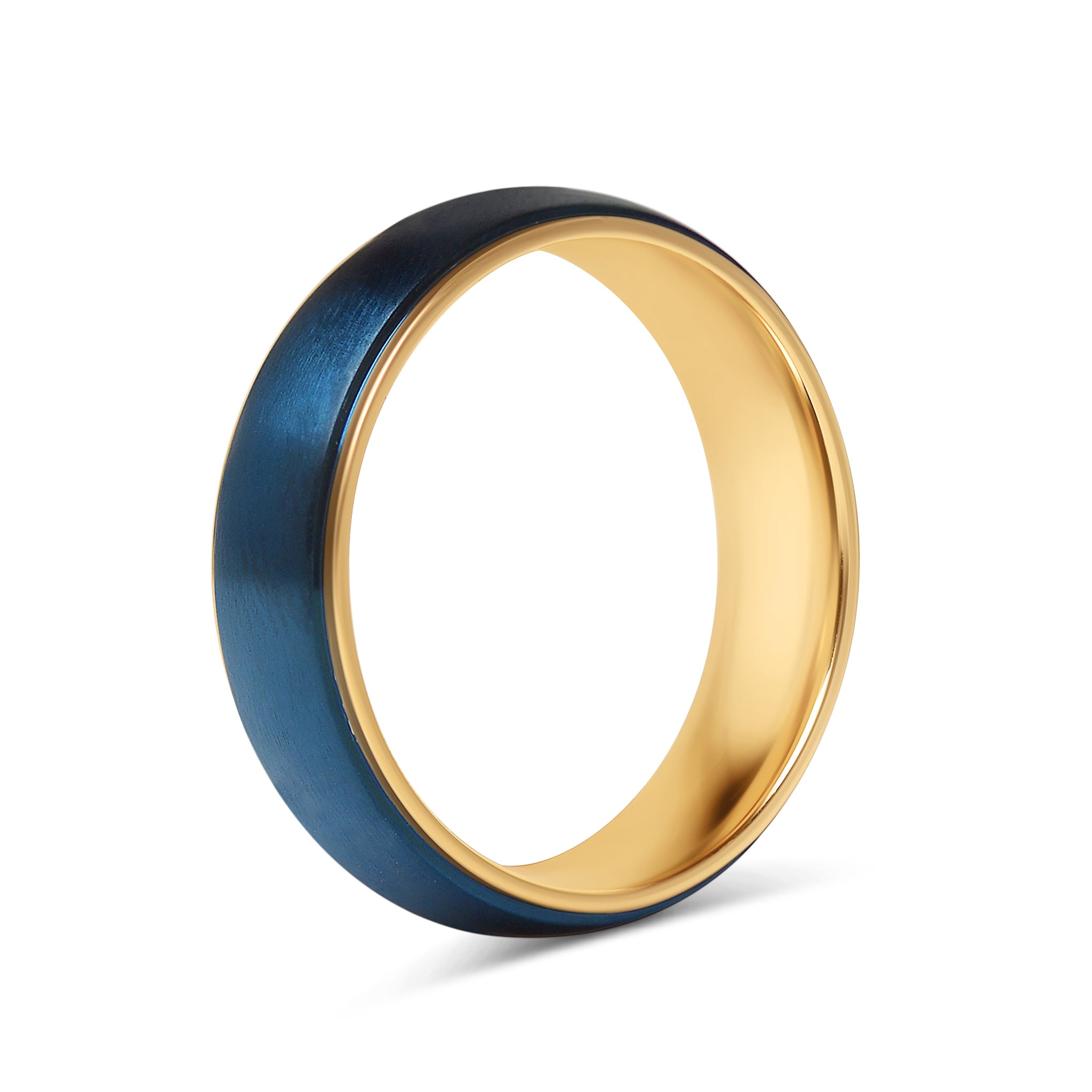 Blue Stainless Steel Gold Plated Edge RING / CFR7016