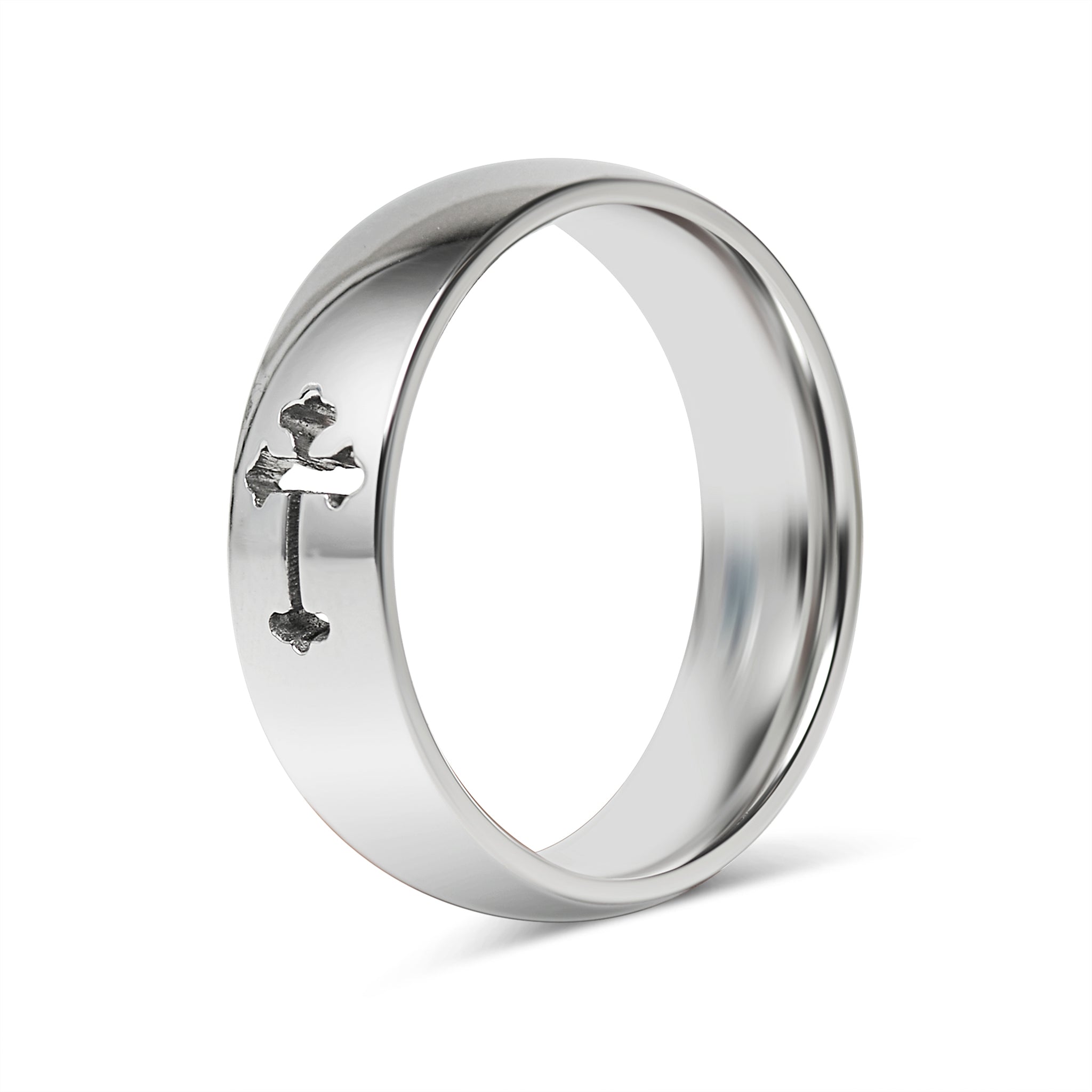 Cross Cutout Polished Stainless Steel RING / CFR7022