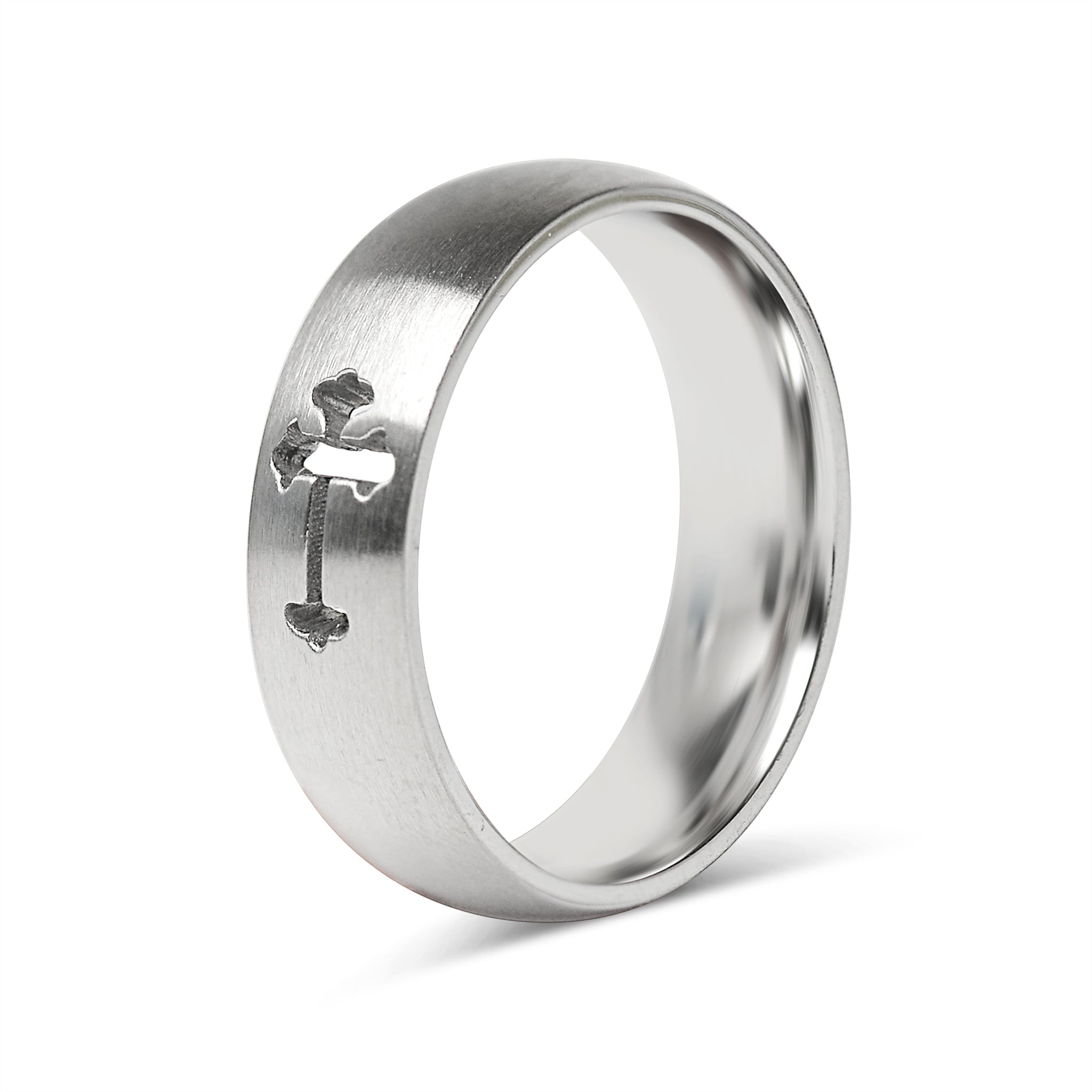 Cross Cutout Brushed Stainless Steel RING / CFR7023