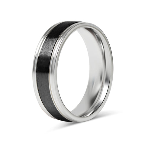 Rings Brushed Flat Center Polished Edge Stainless Steel Ring Cfr0002 8mm / 9 Wholesale Jewelry Website 9 unisex