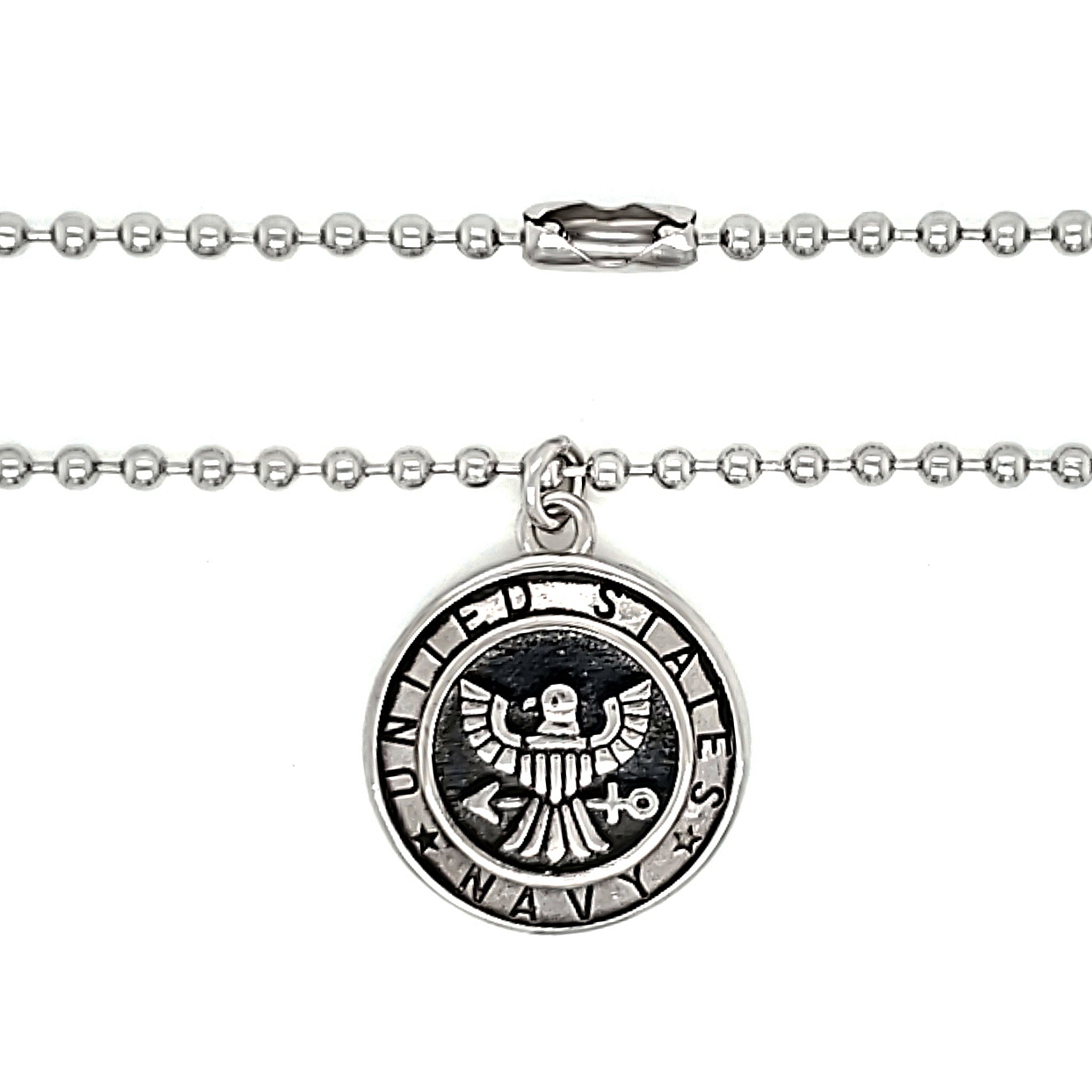 United States Navy Stainless Steel Polished PENDANT on Ball Chain / CHJ4071