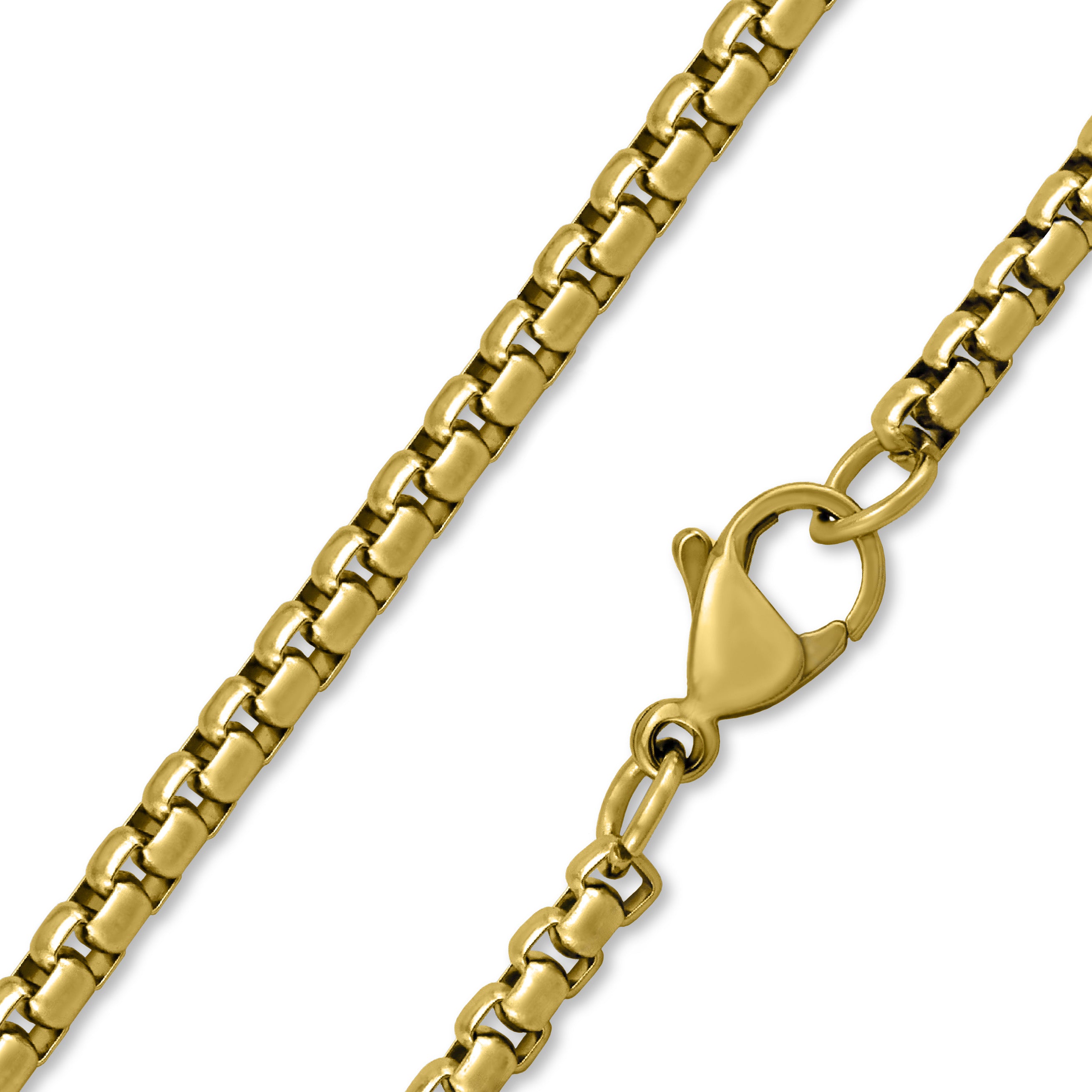 18k Gold PVD Coated Stainless Steel Rounded Box Chain / CHN9953