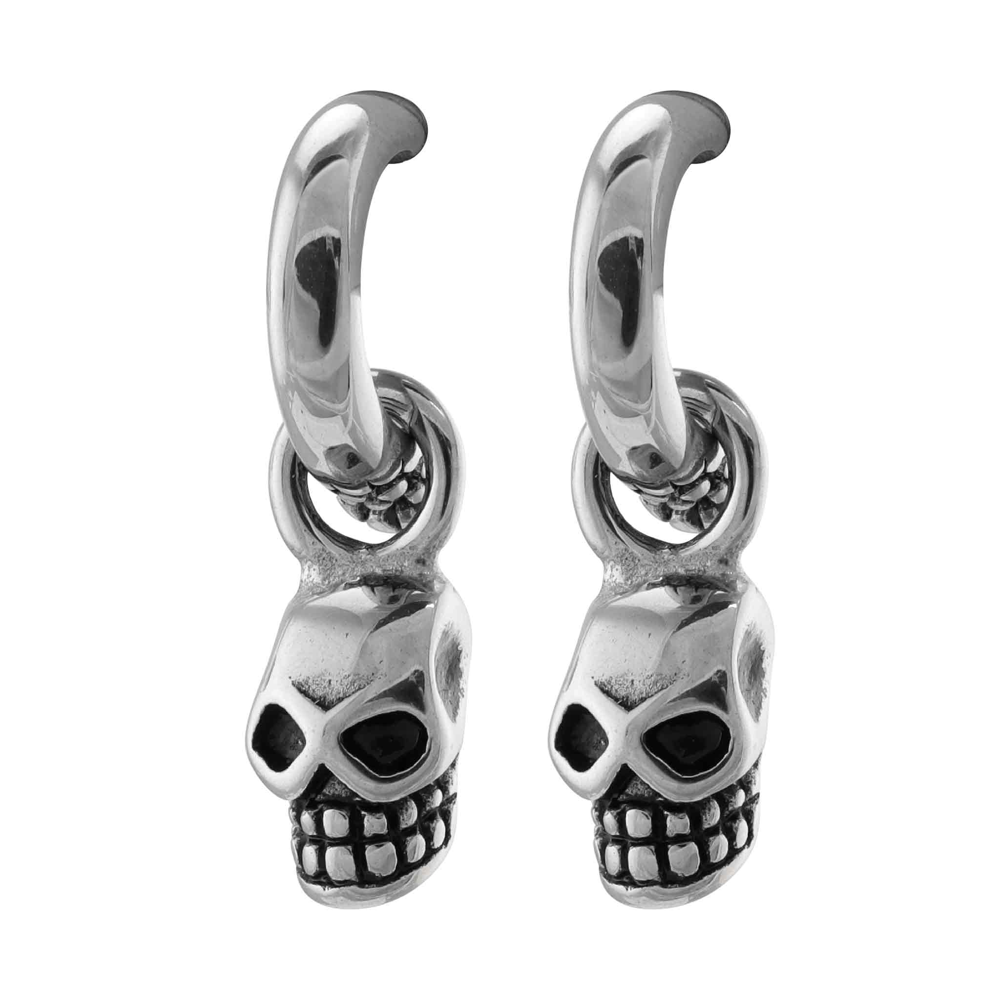 Stainless Steel Dangling SKULL Post Earrings / ERC1003